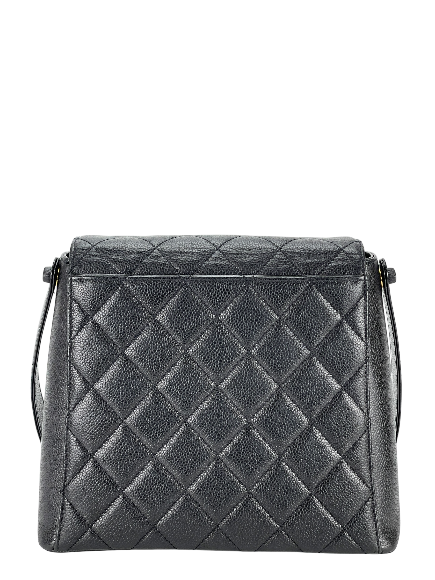 CHANEL - Black Caviar Matelasse Shoulder Bag Gold Hardware