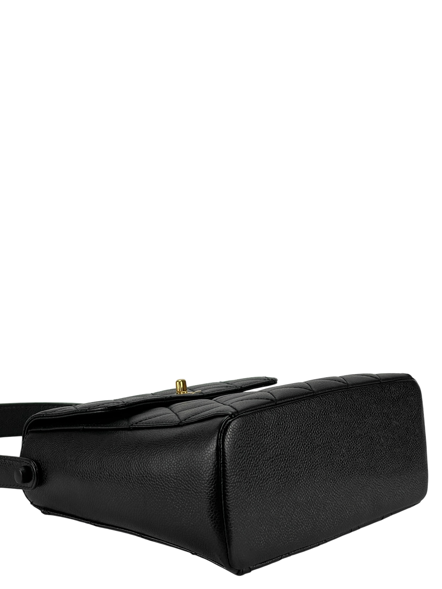 CHANEL - Black Caviar Matelasse Shoulder Bag Gold Hardware