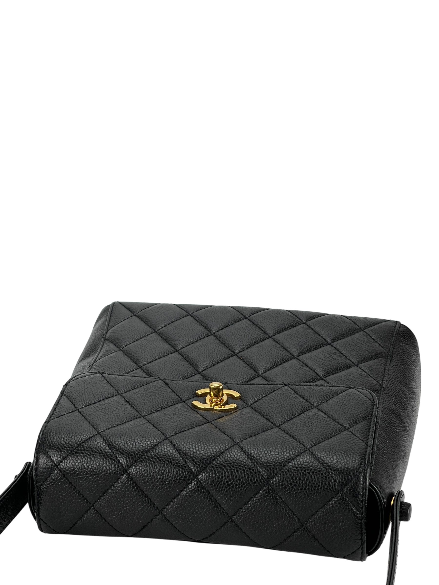 CHANEL - Black Caviar Matelasse Shoulder Bag Gold Hardware