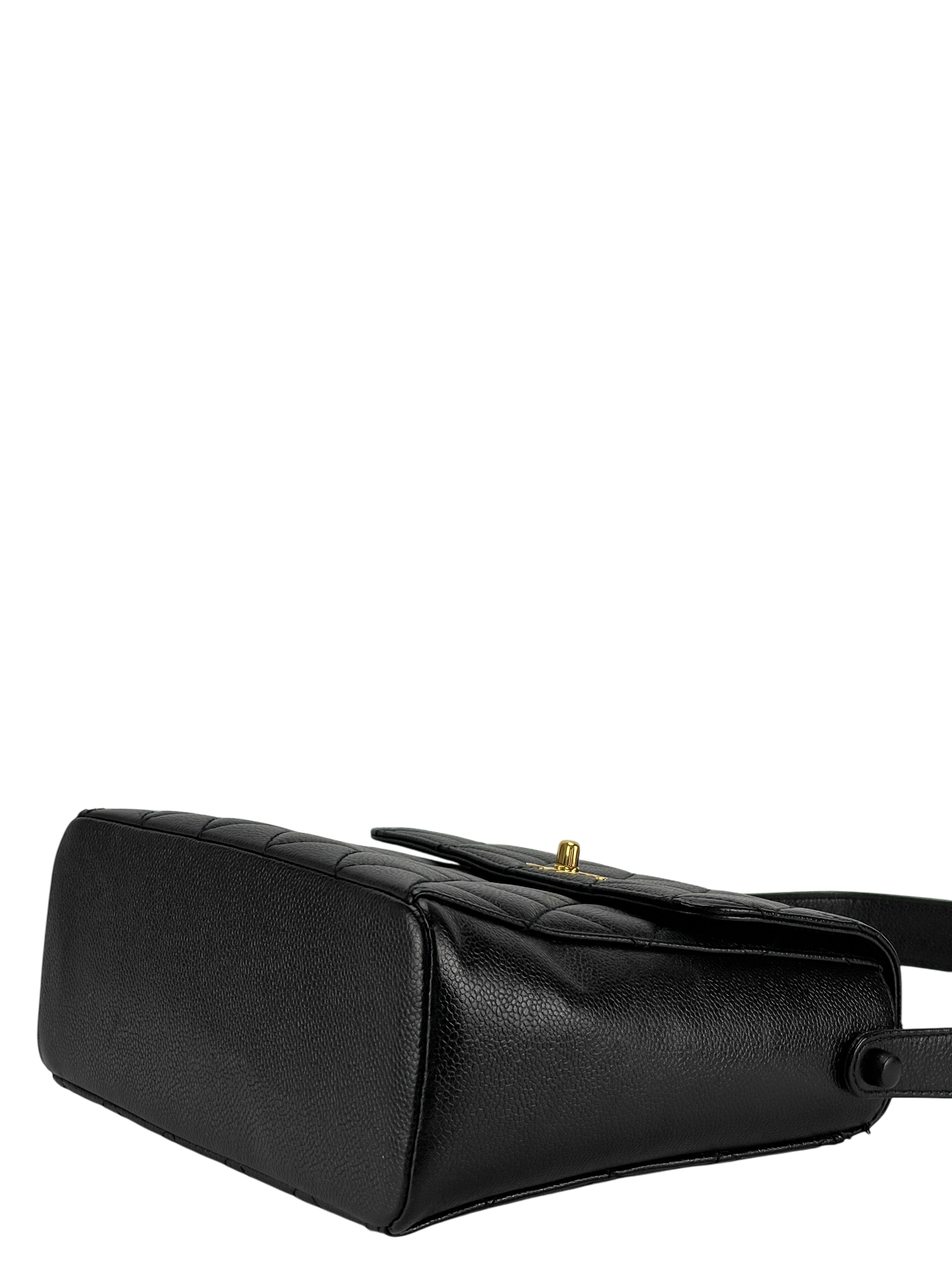 CHANEL - Black Caviar Matelasse Shoulder Bag Gold Hardware