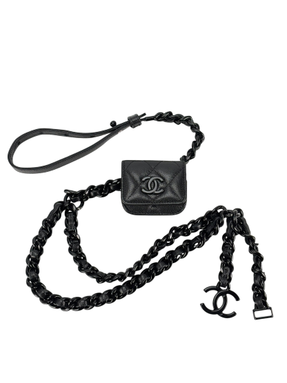 CHANEL - Black Calfskin Belted Airpods Pro Case