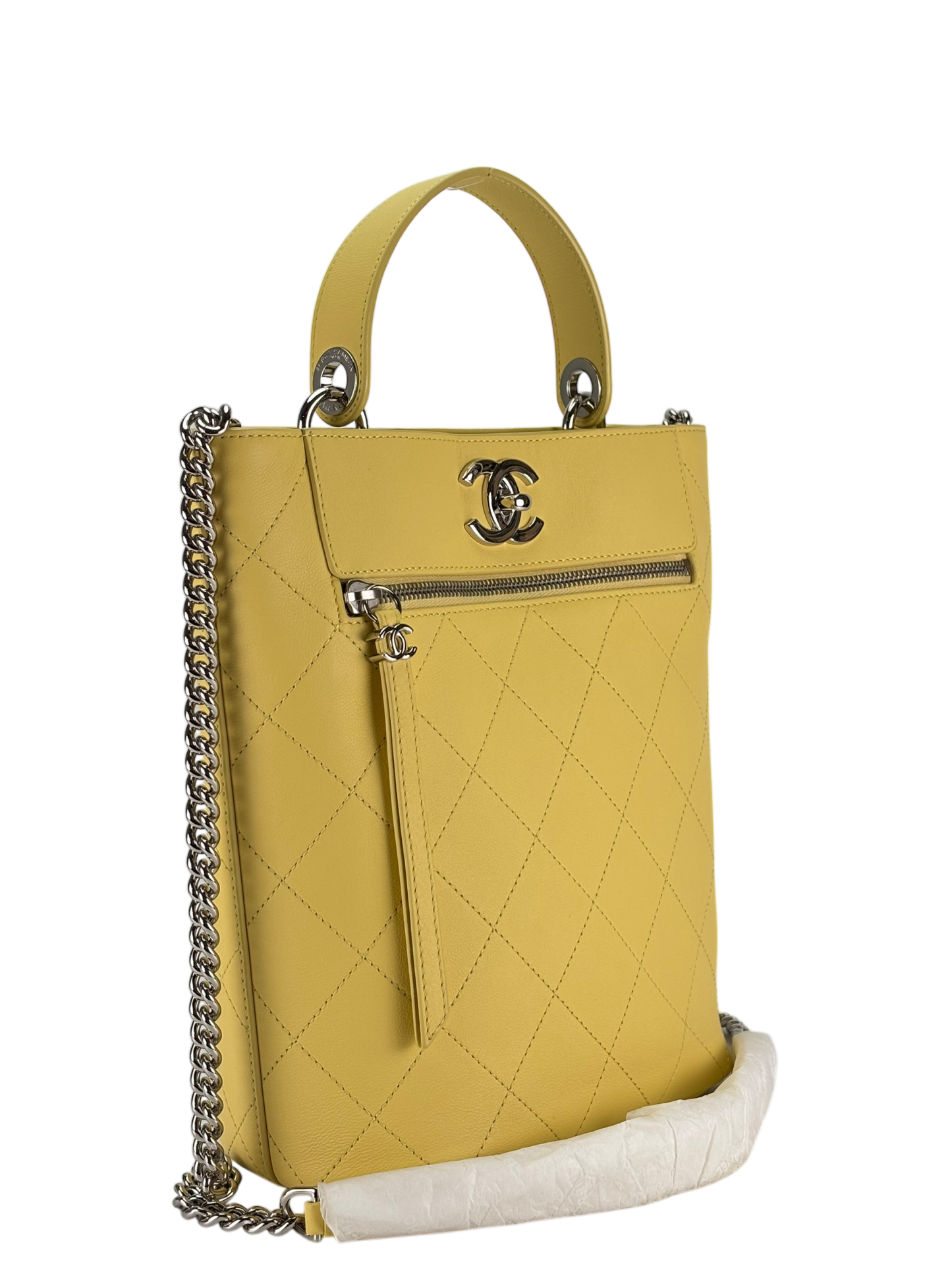 CHANEL - Yellow Coco Mark 2way Chain Shoulder Bag Bucket