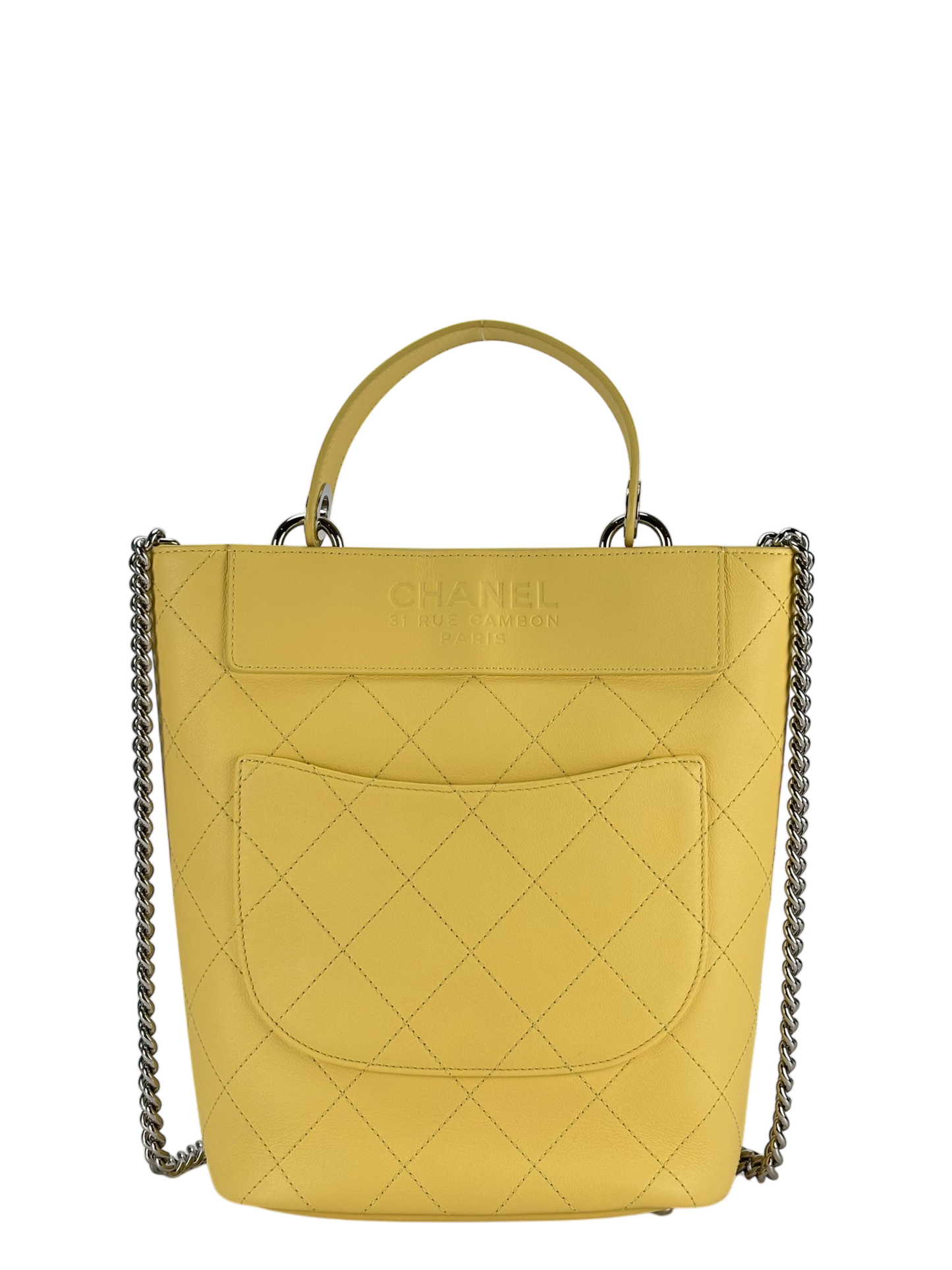 CHANEL - Yellow Coco Mark 2way Chain Shoulder Bag Bucket