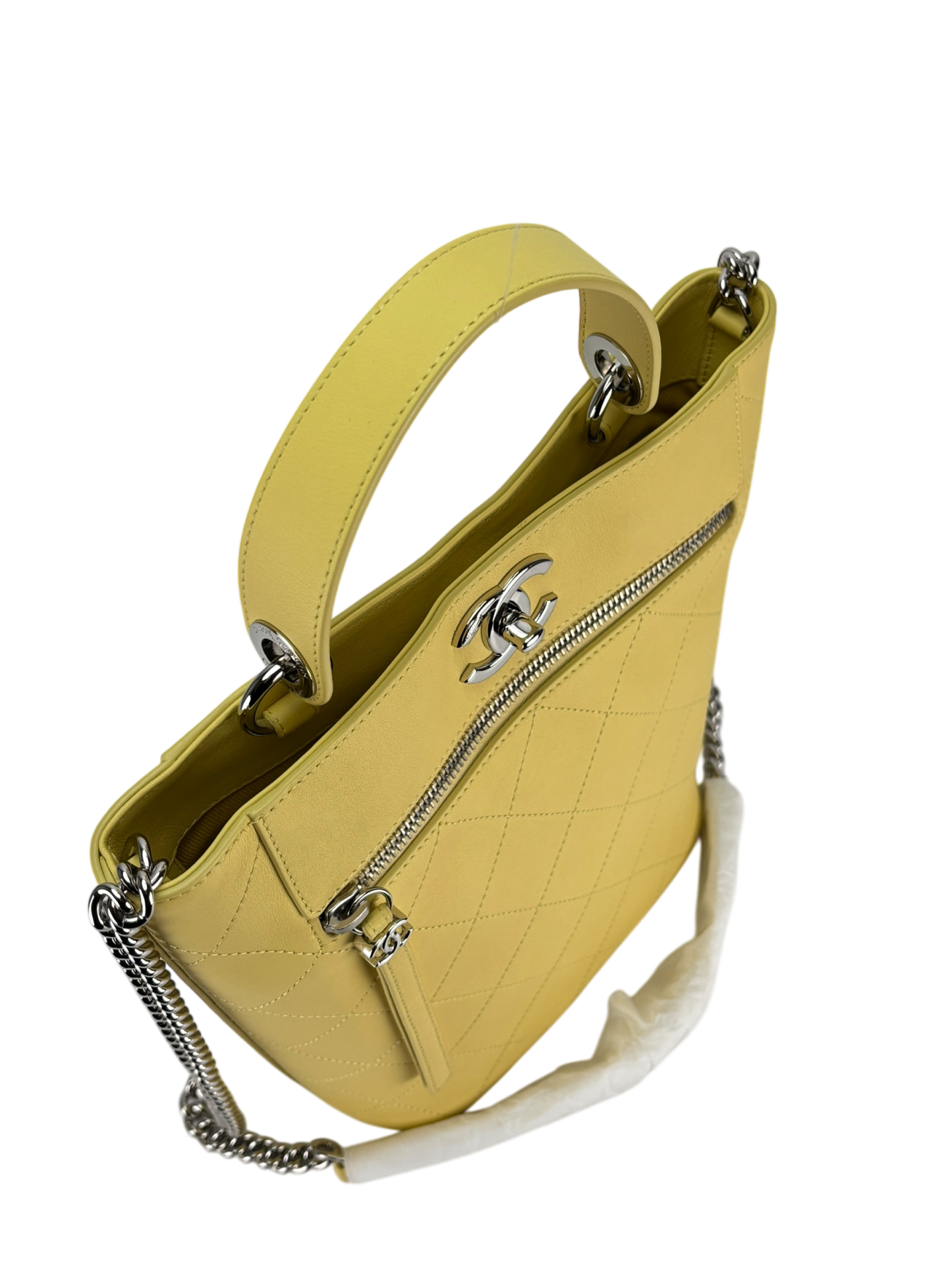 CHANEL - Yellow Coco Mark 2way Chain Shoulder Bag Bucket