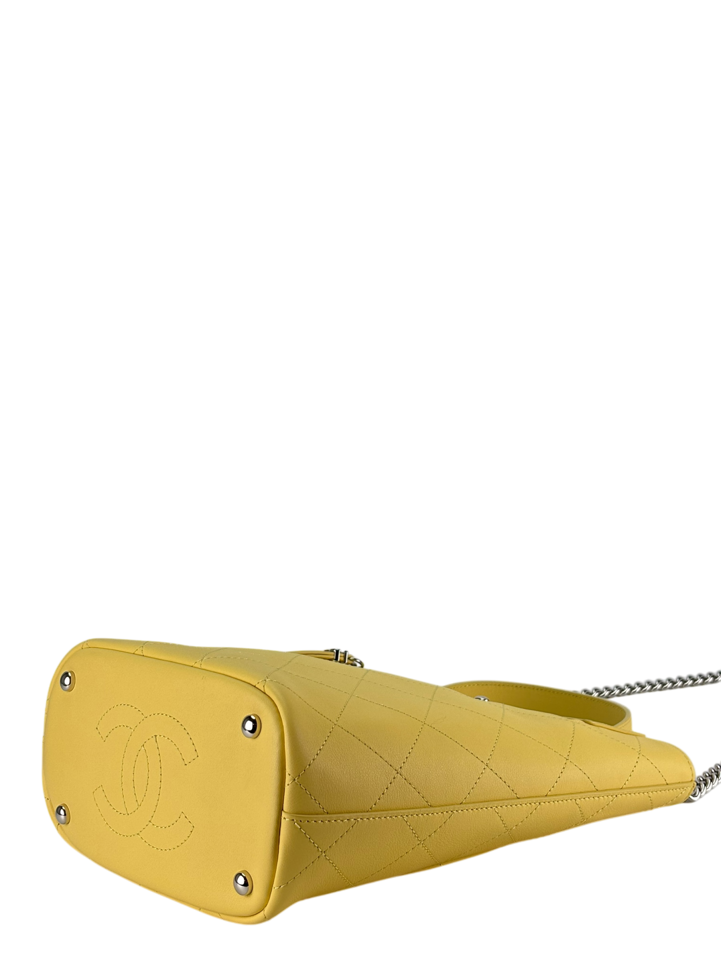 CHANEL - Yellow Coco Mark 2way Chain Shoulder Bag Bucket