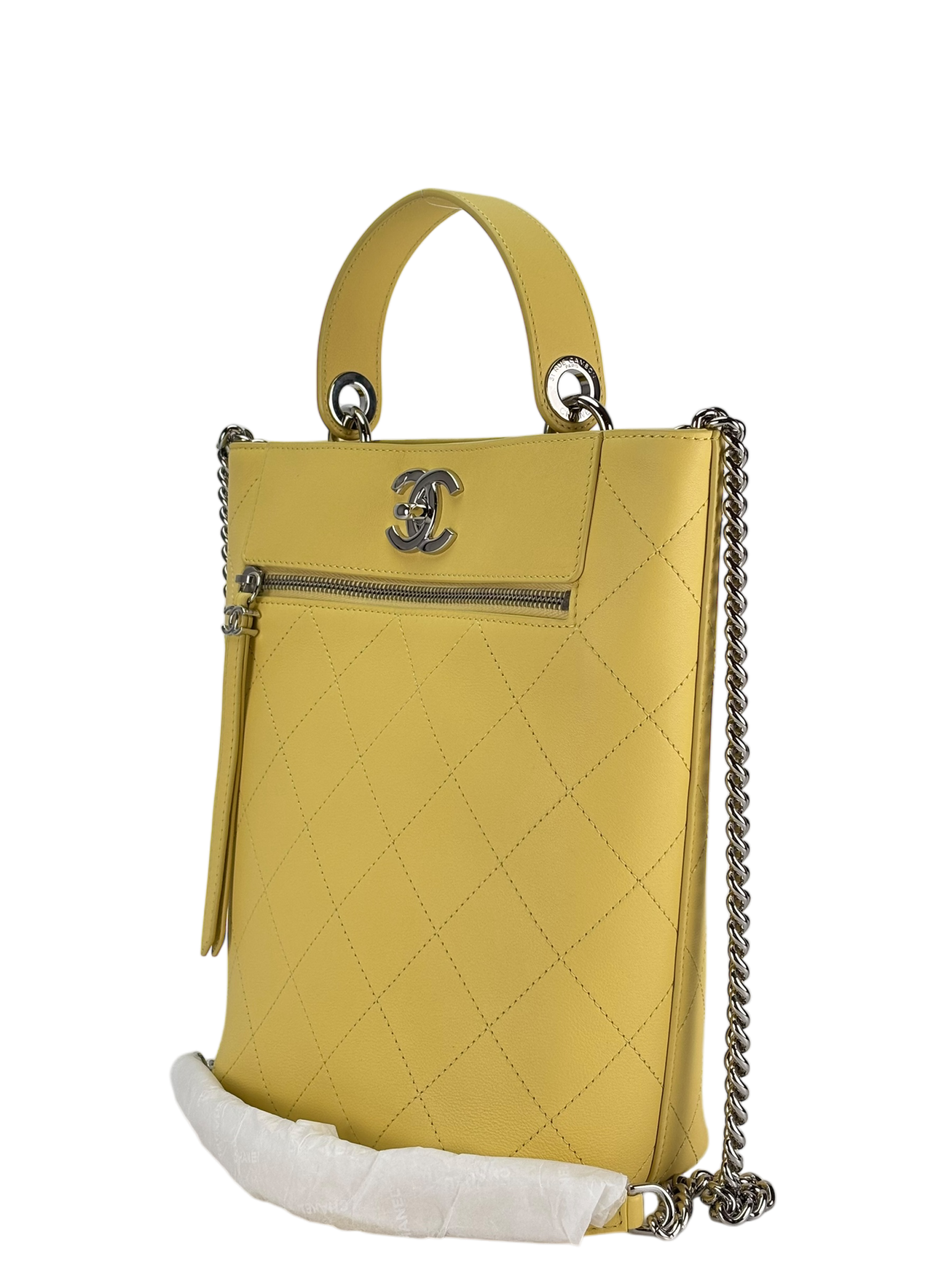 CHANEL - Yellow Coco Mark 2way Chain Shoulder Bag Bucket