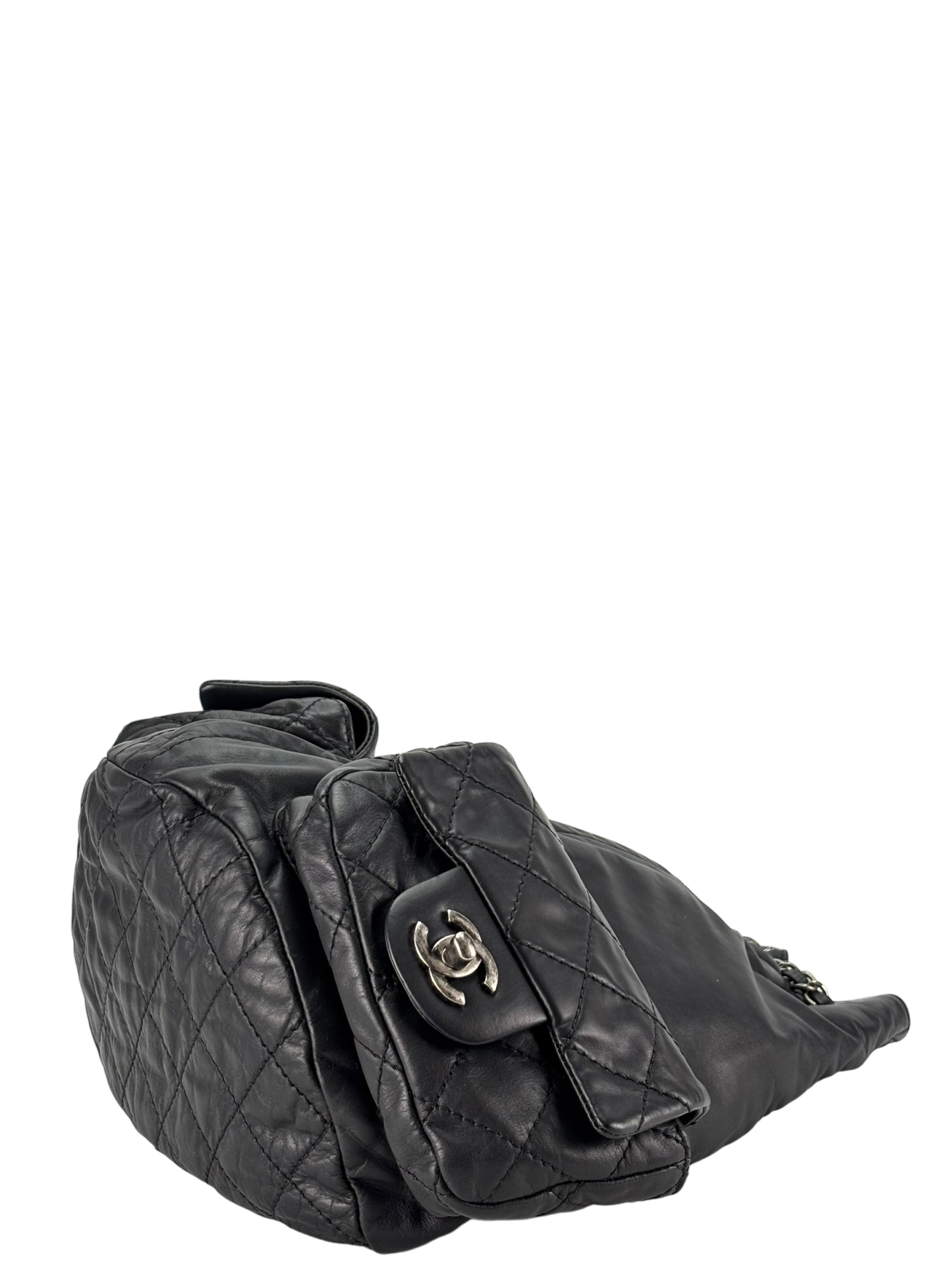 CHANEL - Black Lambskin Gunmetallic Hardware Matelasse Backpack