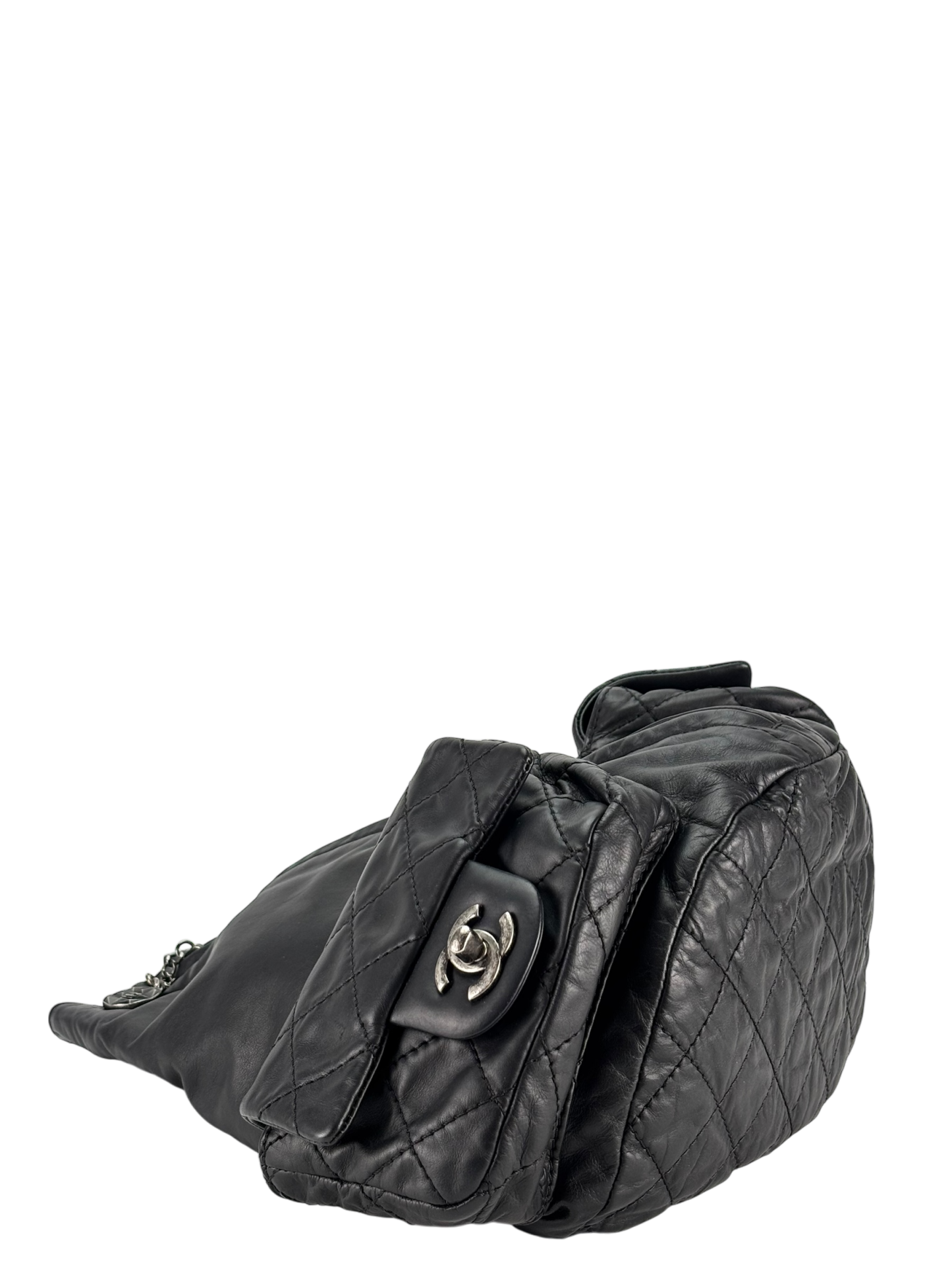 CHANEL - Black Lambskin Gunmetallic Hardware Matelasse Backpack
