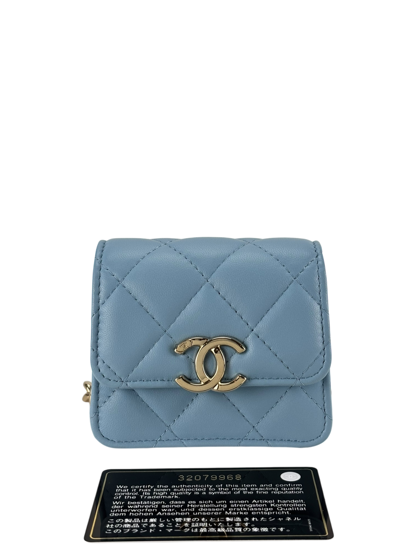 CHANEL - Mini Matelasse Chain Shoulder Bag Lambskin Light Blue