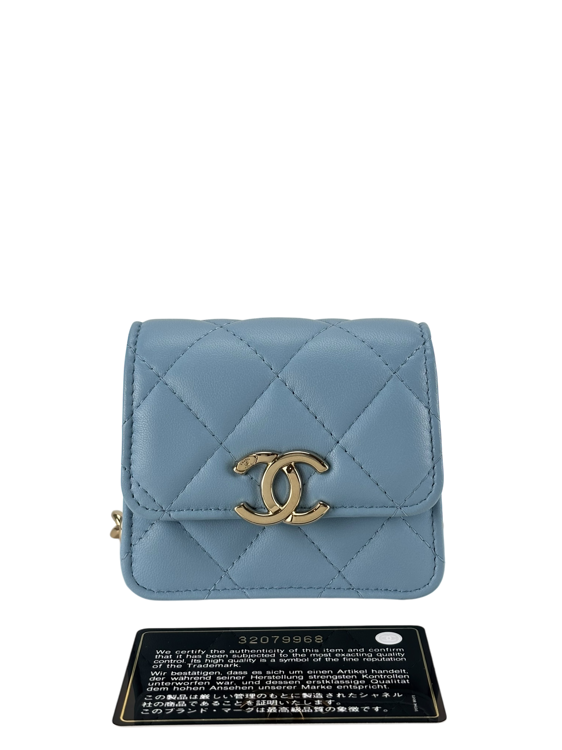 CHANEL - Mini Matelasse Chain Shoulder Bag Lambskin Light Blue