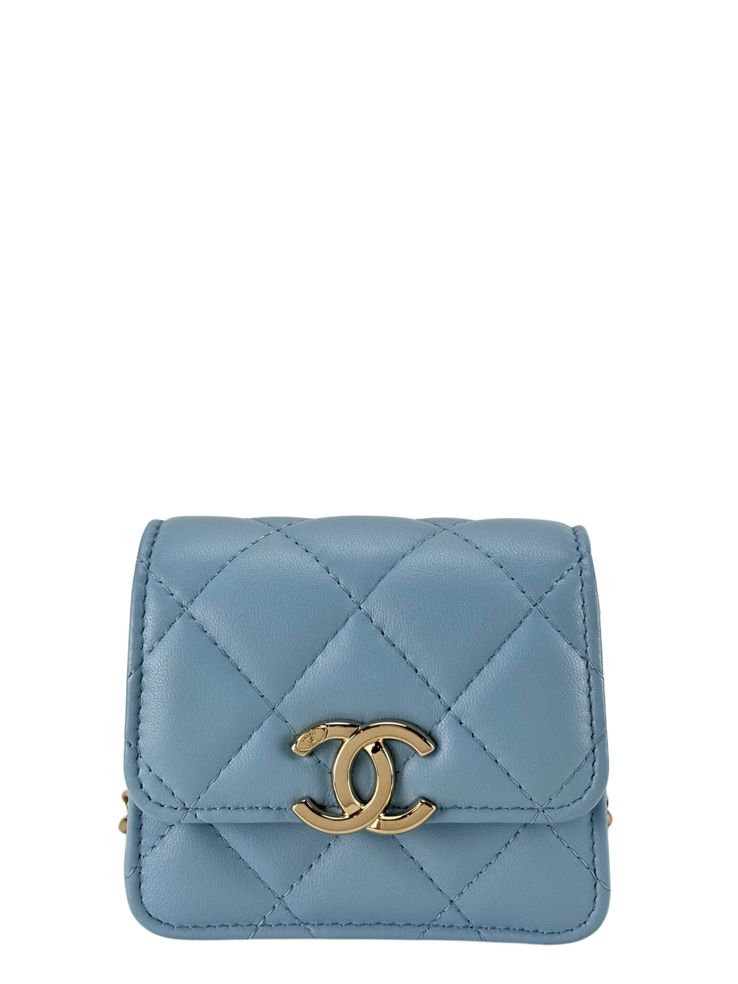 CHANEL - Mini Matelasse Chain Shoulder Bag Lambskin Light Blue