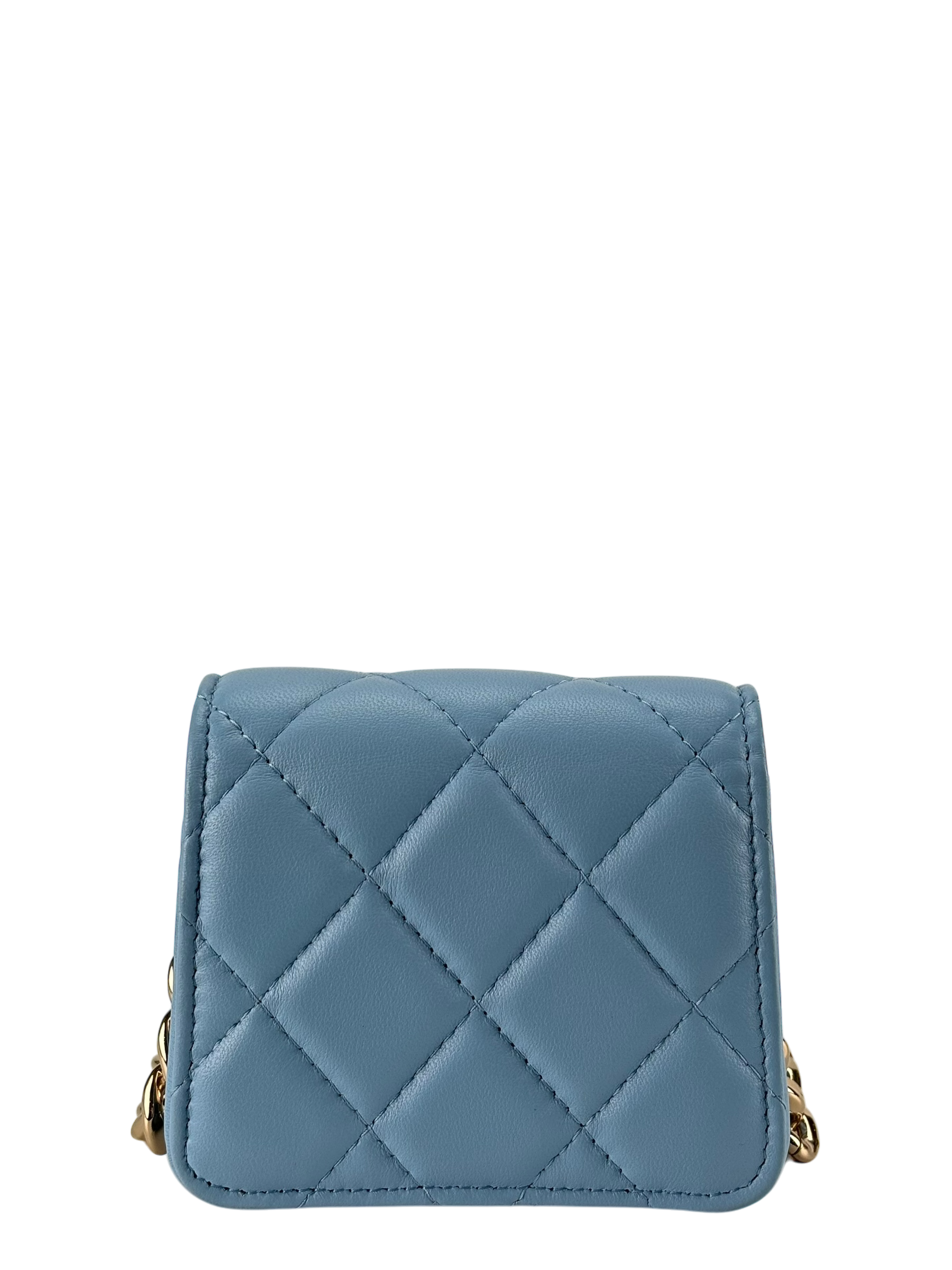 CHANEL - Mini Matelasse Chain Shoulder Bag Lambskin Light Blue