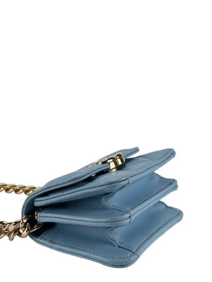 CHANEL - Mini Matelasse Chain Shoulder Bag Lambskin Light Blue
