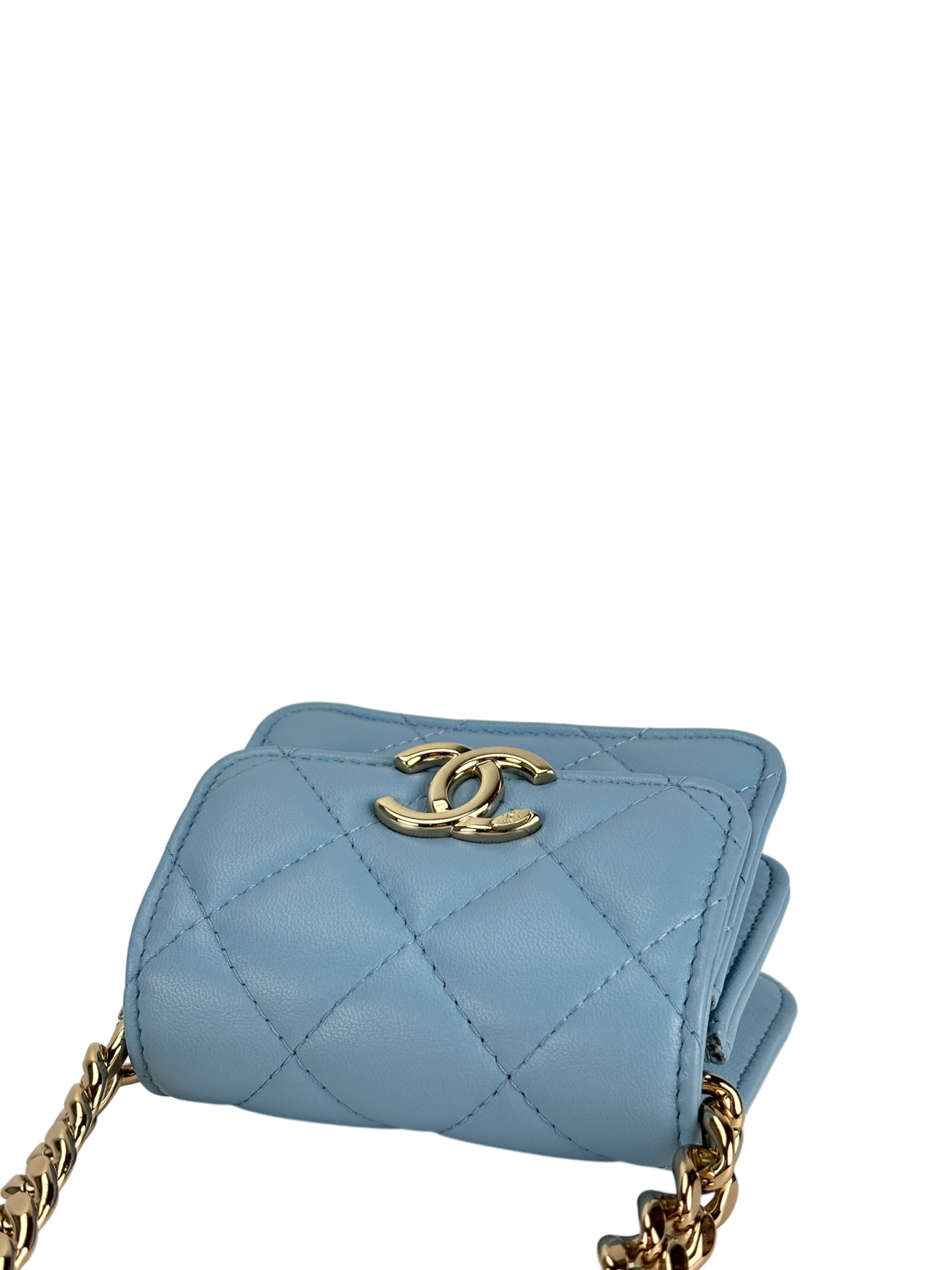 CHANEL - Mini Matelasse Chain Shoulder Bag Lambskin Light Blue