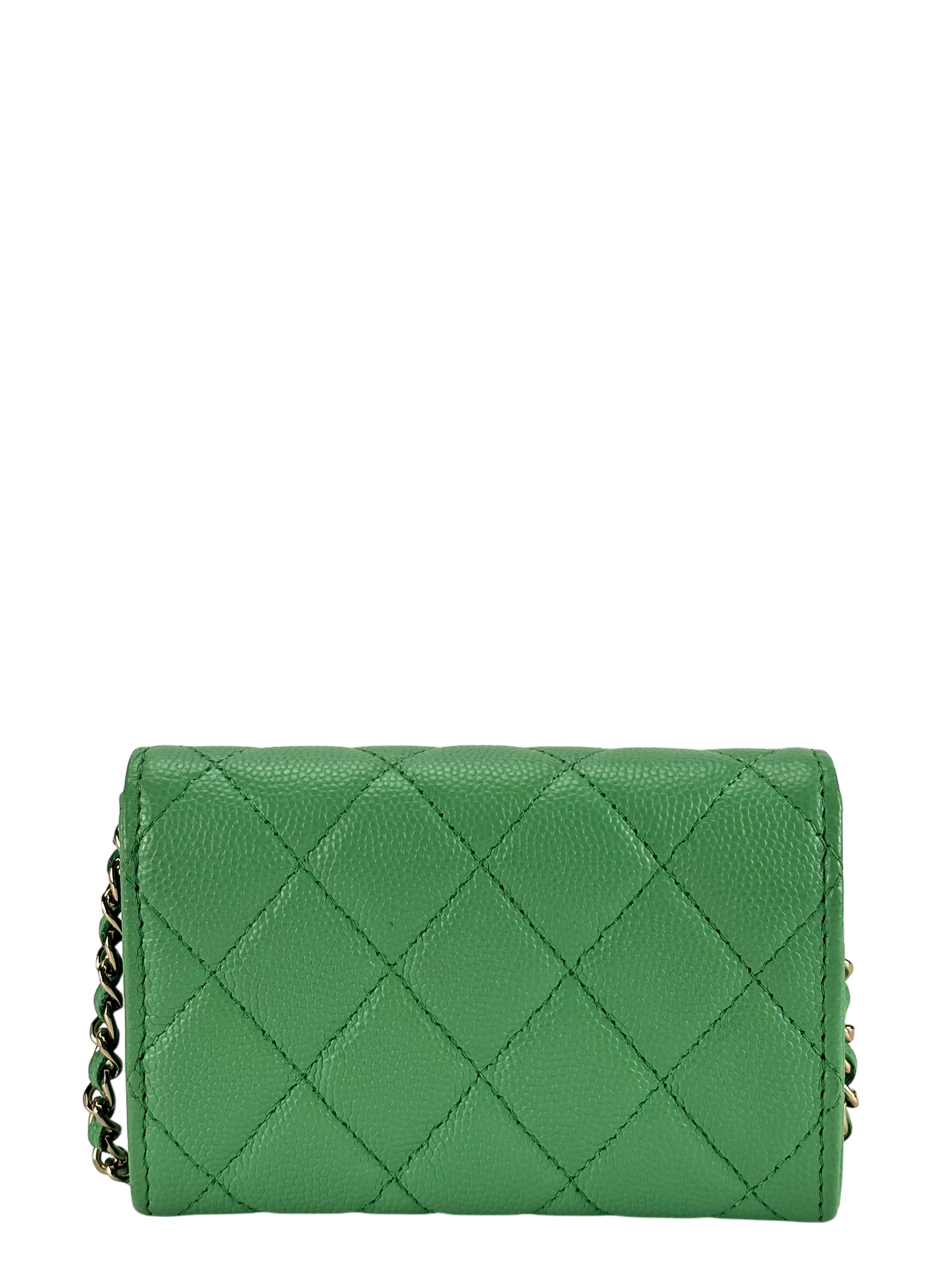 CHANEL - Green Caviar Leather 2way Card holder Chain Shoulder Bag
