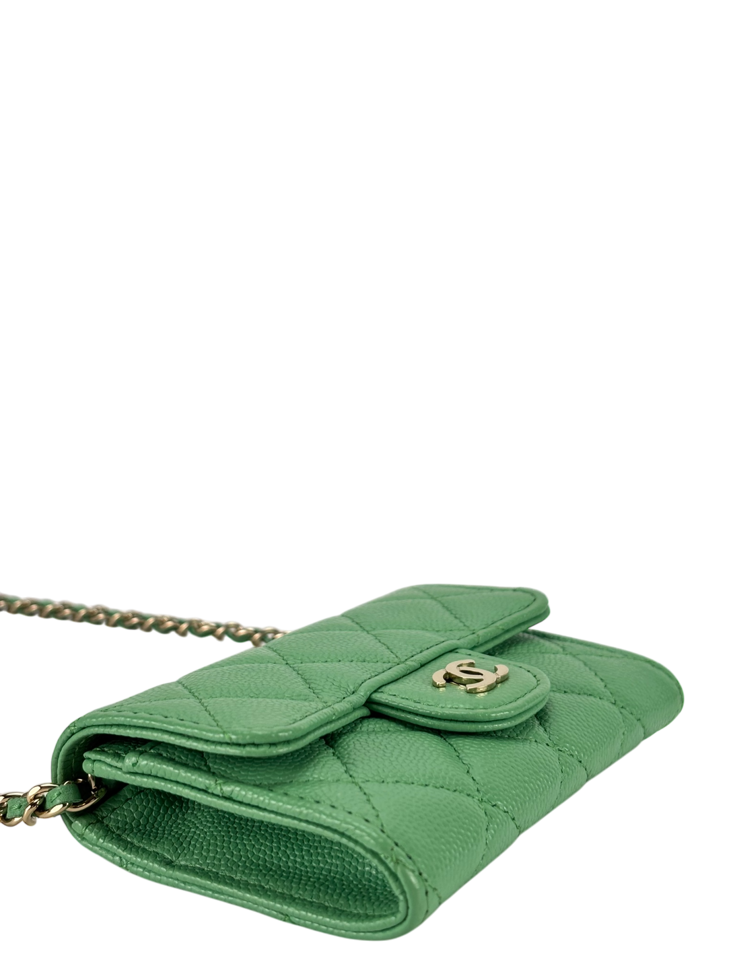 CHANEL - Green Caviar Leather 2way Card holder Chain Shoulder Bag