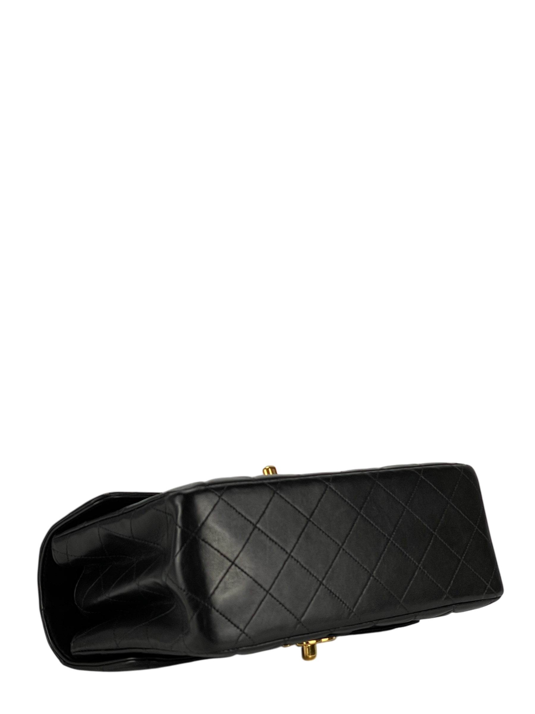 CHANEL - Double FaceSmall Classic Double Flap Bag Black Lambskin Gold Hardware (CF23)