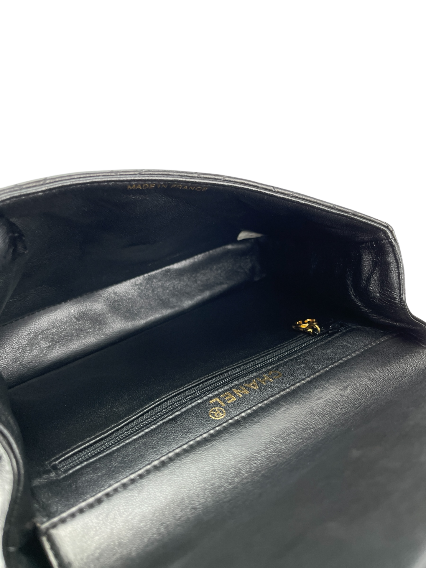 CHANEL - Double FaceSmall Classic Double Flap Bag Black Lambskin Gold Hardware (CF23)
