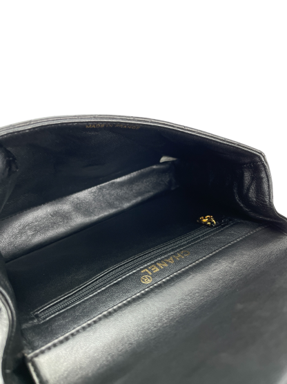 CHANEL - Double FaceSmall Classic Double Flap Bag Black Lambskin Gold Hardware (CF23)