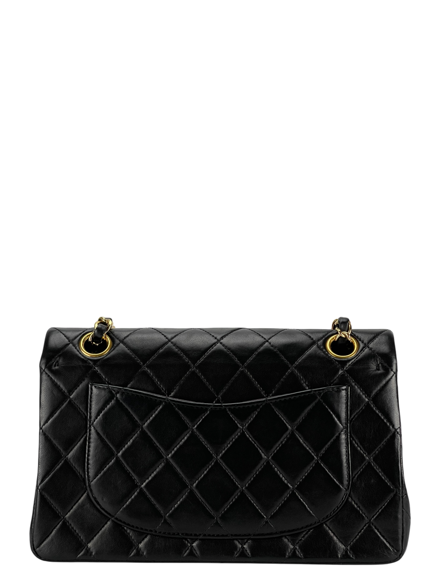 CHANEL - Small Classic Double Flap Bag Black Lambskin Gold Hardware (CF23)