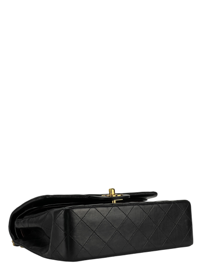 CHANEL - Small Classic Double Flap Bag Black Lambskin Gold Hardware (CF23)