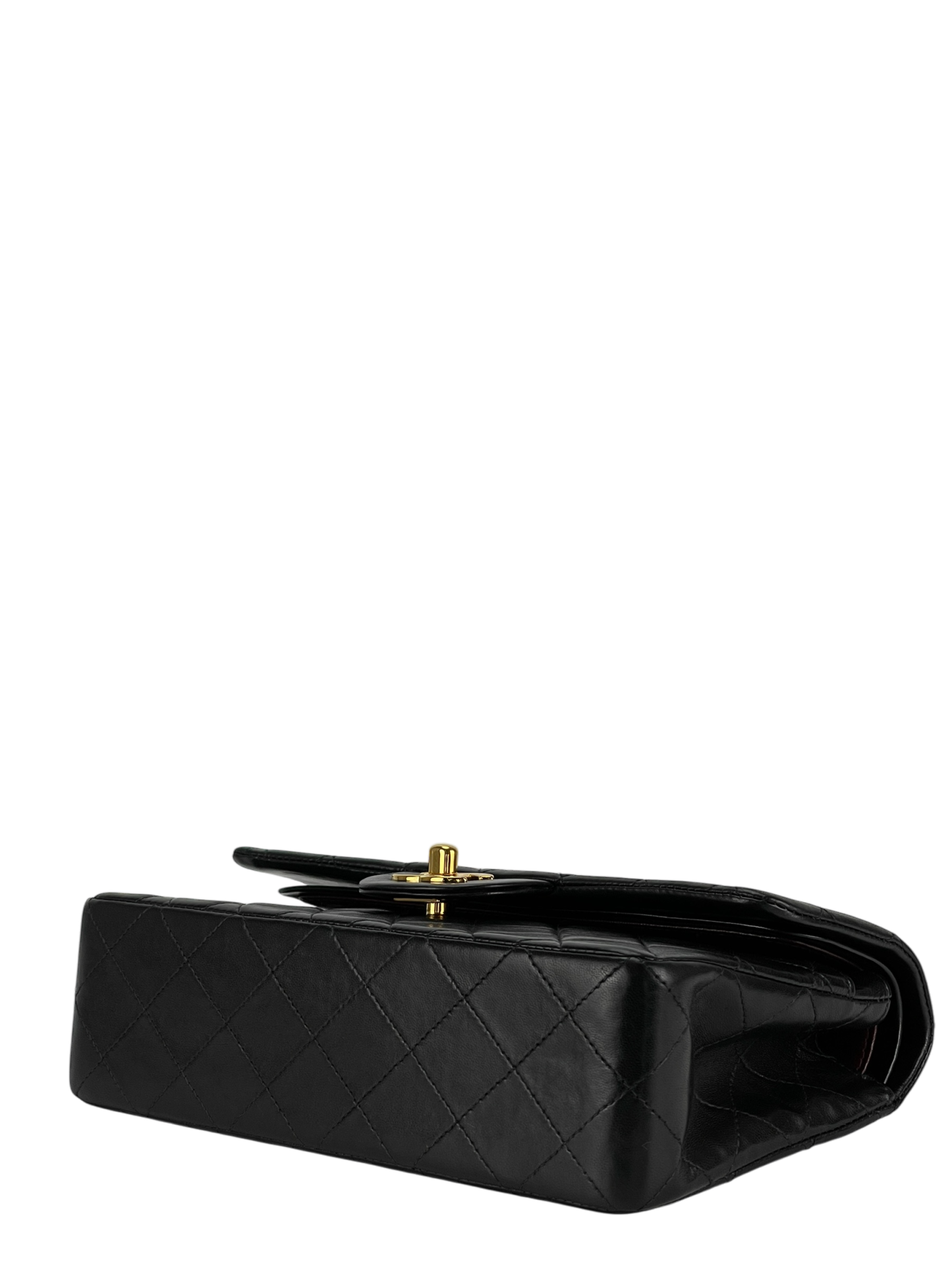CHANEL - Small Classic Double Flap Bag Black Lambskin Gold Hardware (CF23)