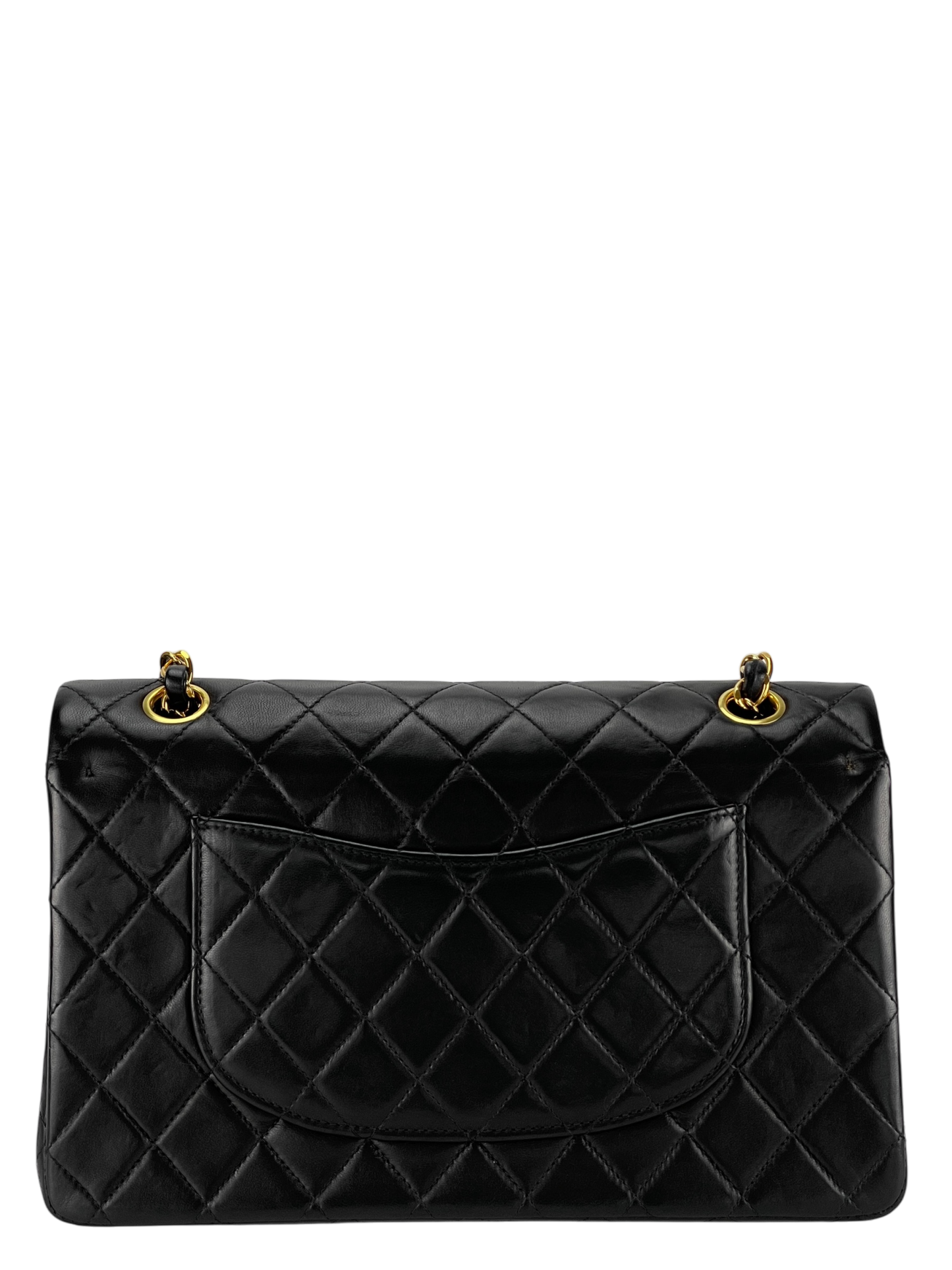 CHANEL - Medium Classic Double Flap Bag Black Lambskin Gold Hardware (CF25)