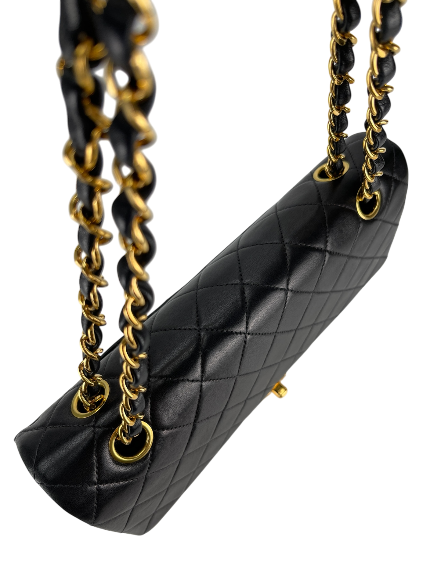 CHANEL - Medium Classic Double Flap Bag Black Lambskin Gold Hardware (CF25)