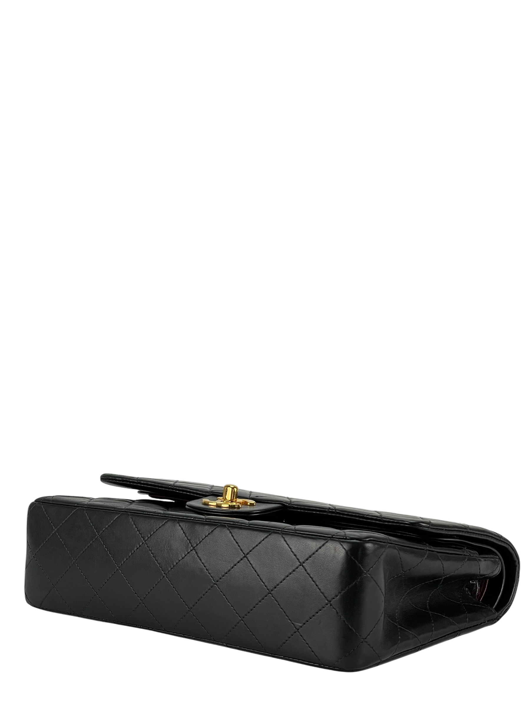 CHANEL - Medium Classic Double Flap Bag Black Lambskin Gold Hardware (CF25)