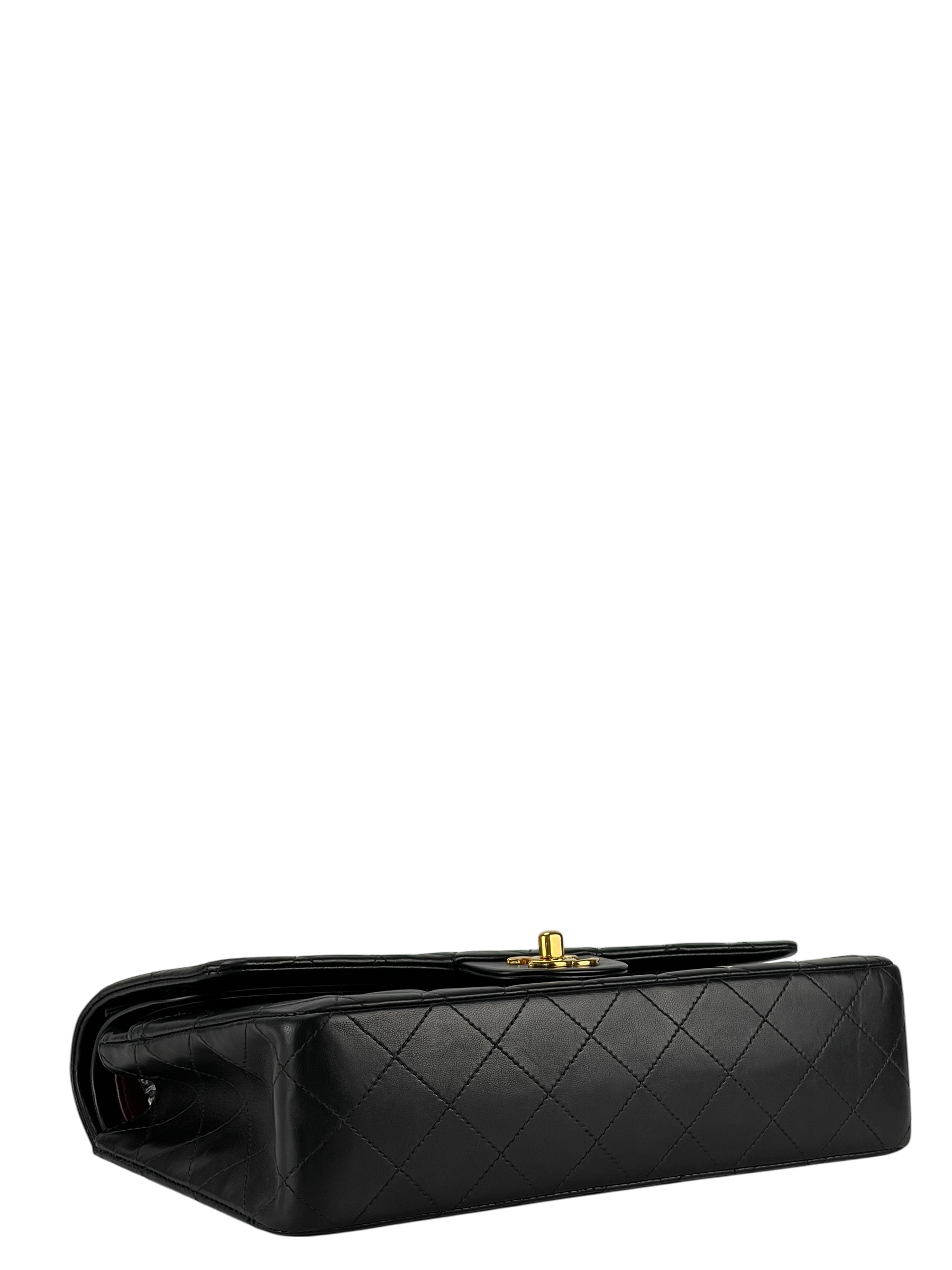 CHANEL - Medium Classic Double Flap Bag Black Lambskin Gold Hardware (CF25)