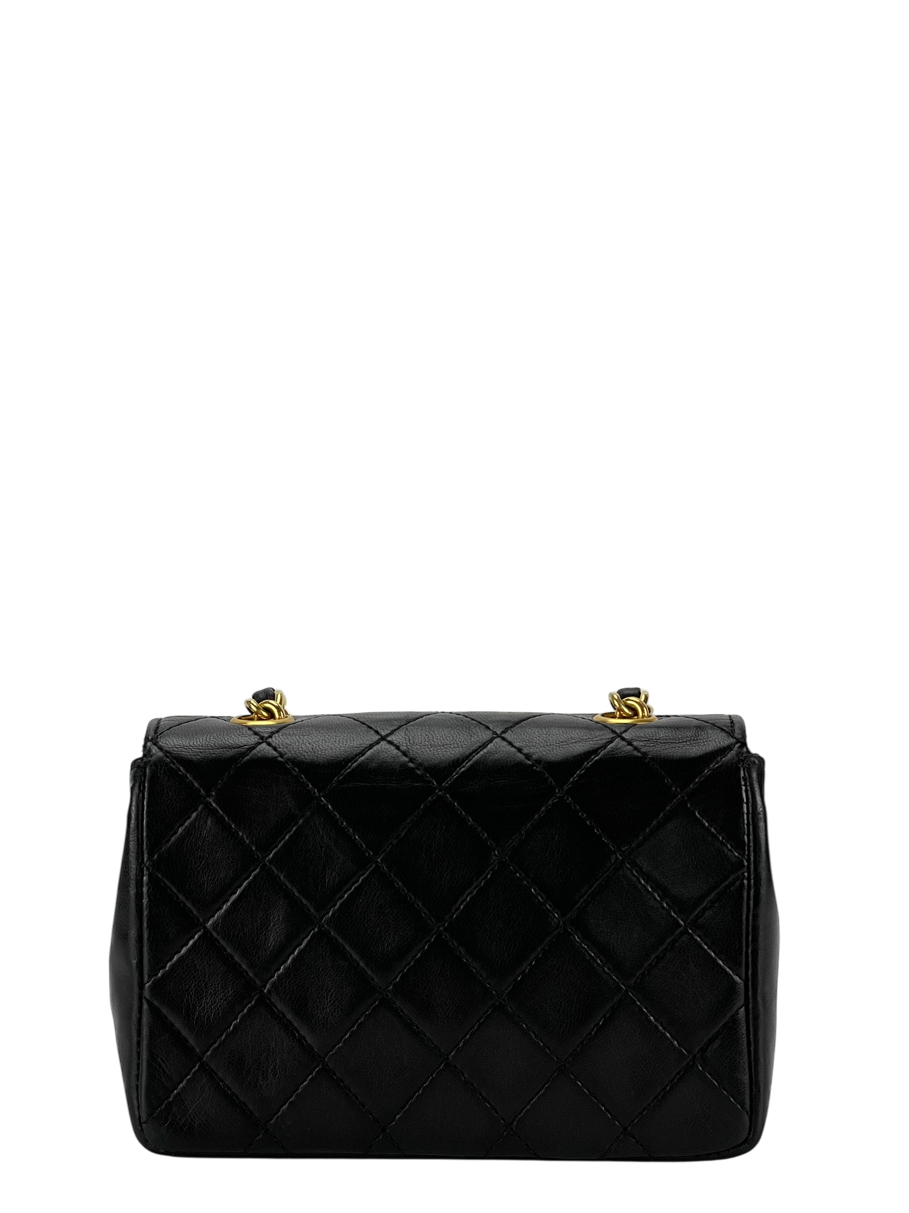 CHANEL - Mini Matelasse Turnlock Chain Shoulder Bag Leather Black