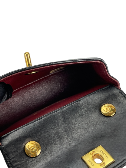 CHANEL - Mini Matelasse Turnlock Chain Shoulder Bag Leather Black