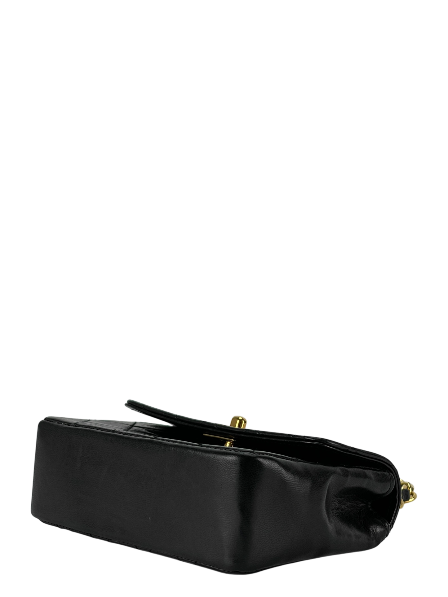 CHANEL - Mini Matelasse Turnlock Chain Shoulder Bag Leather Black