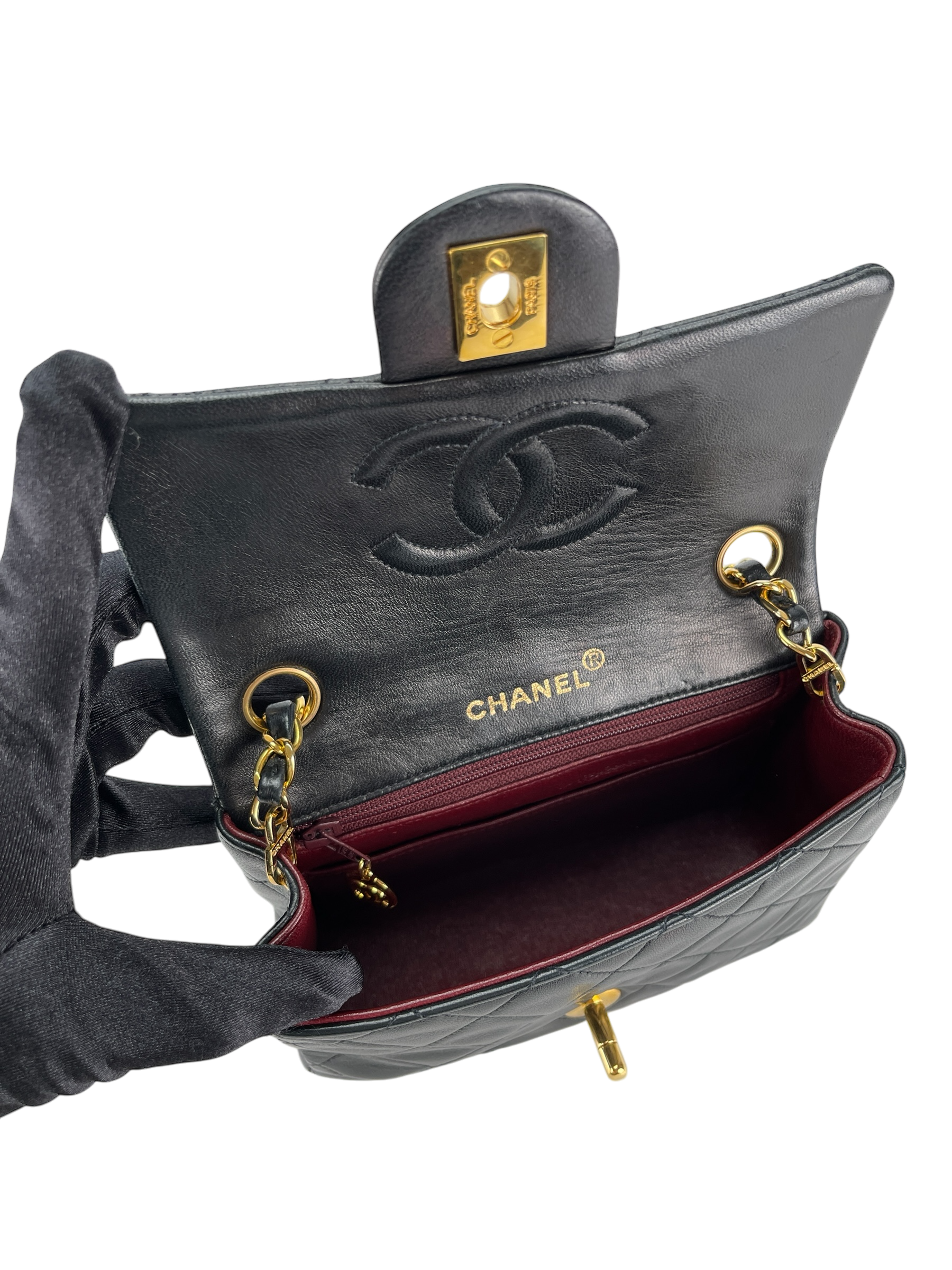 CHANEL - Black Lambskin Square 17 Shoulder Bag