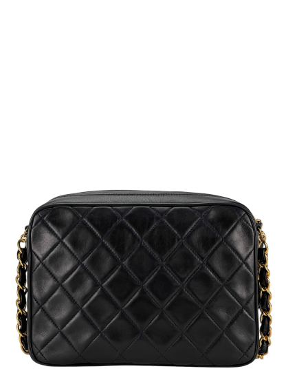 CHANEL - Navy Lambskin Mini Chain Shoulder Camera Bag 