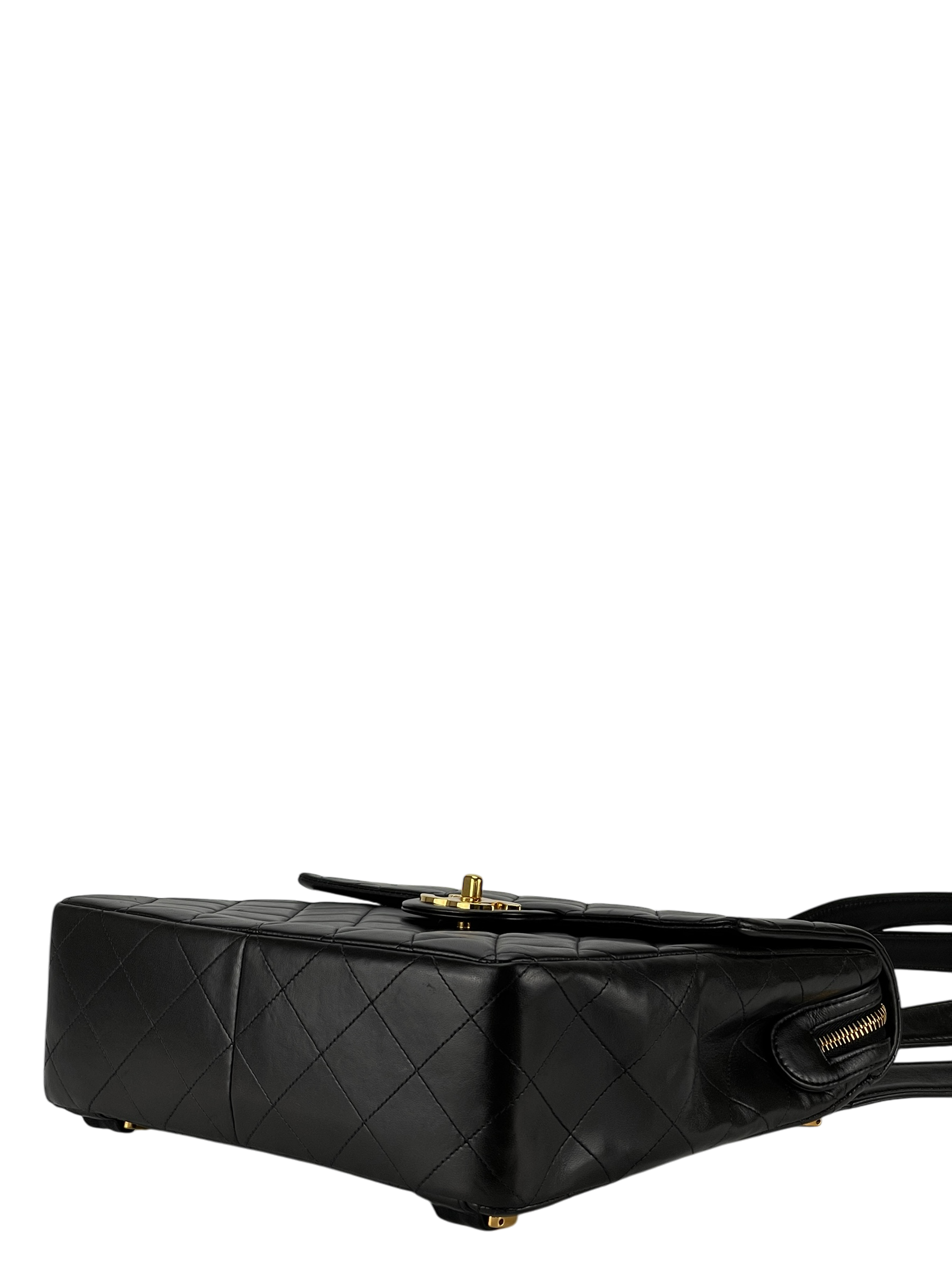 CHANEL - Black Lambskin Deca Coco Mark Matelasse Backpack