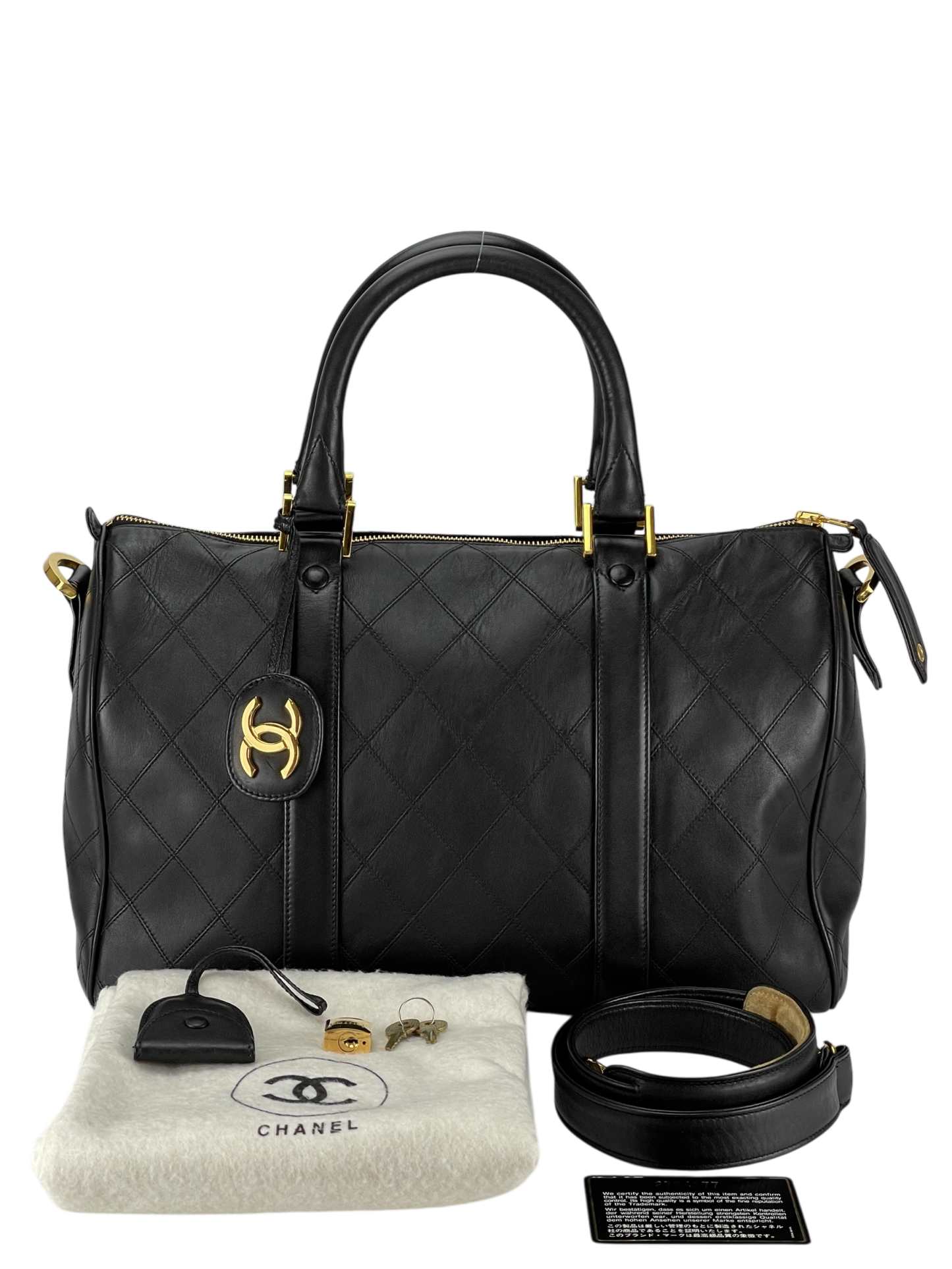 CHANEL - Coco Mark Handbag Boston Bag 2WAY Shoulder Bag