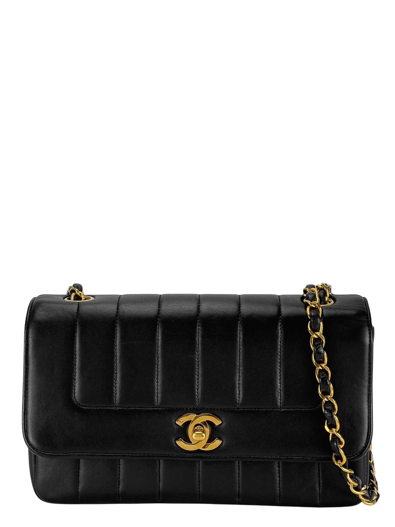 CHANEL - Black Lambskin Mademoiselle Shoulder Bag 