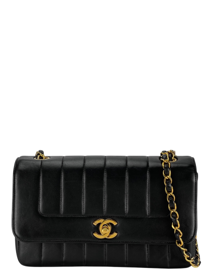 CHANEL - Black Lambskin Mademoiselle Shoulder Bag 