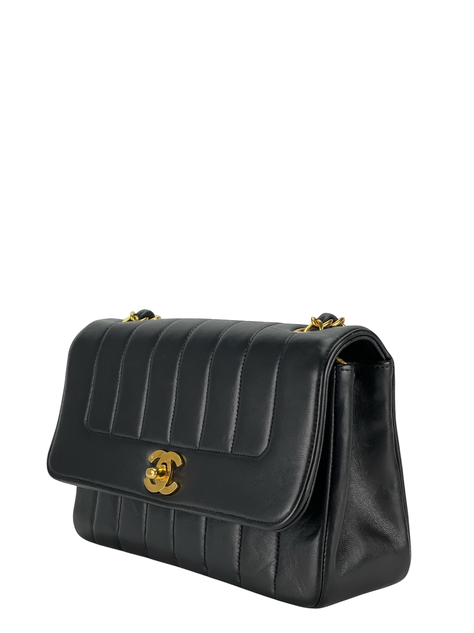 CHANEL - Black Lambskin Mademoiselle Shoulder Bag