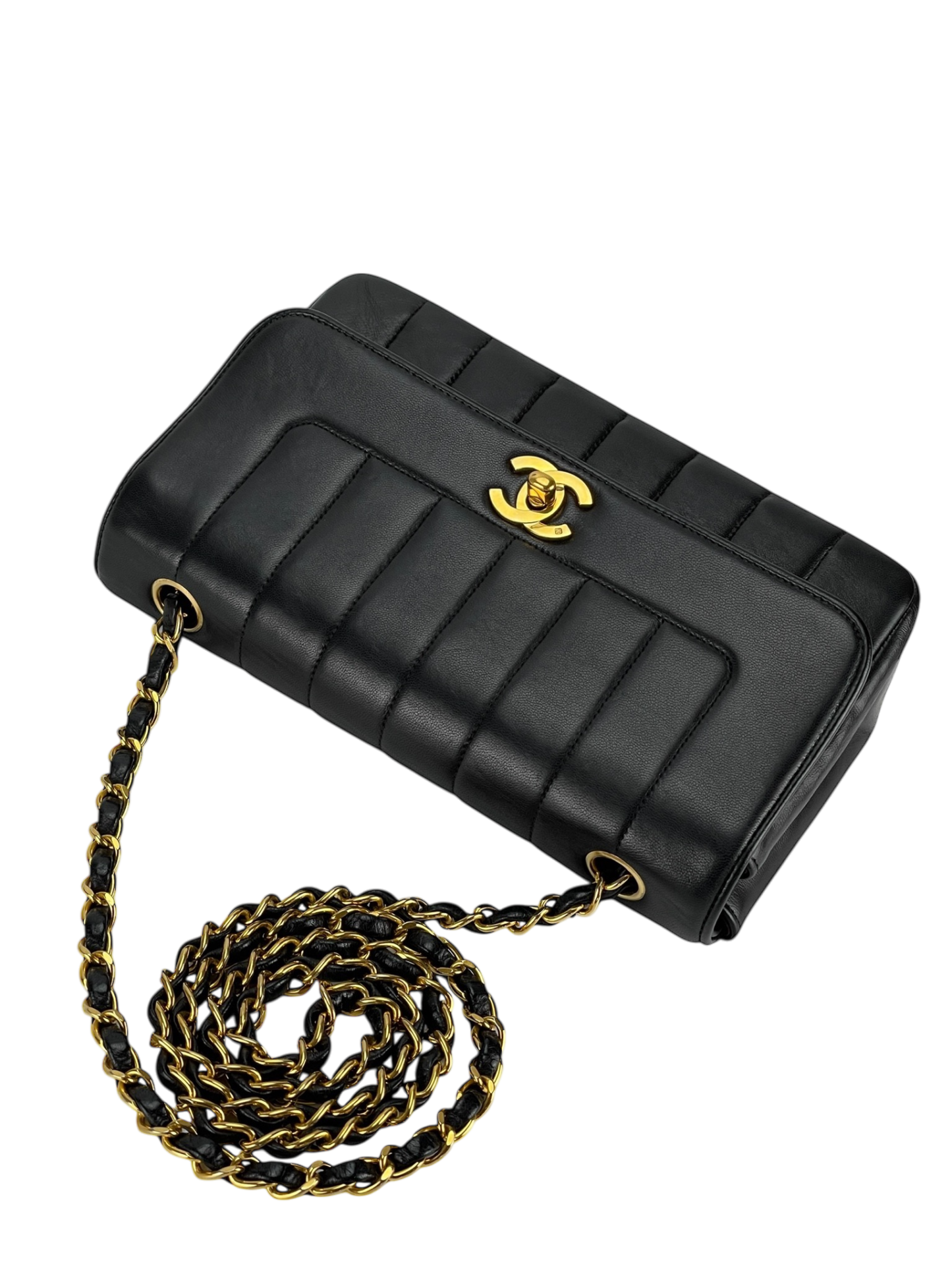 CHANEL - Black Lambskin Mademoiselle Shoulder Bag