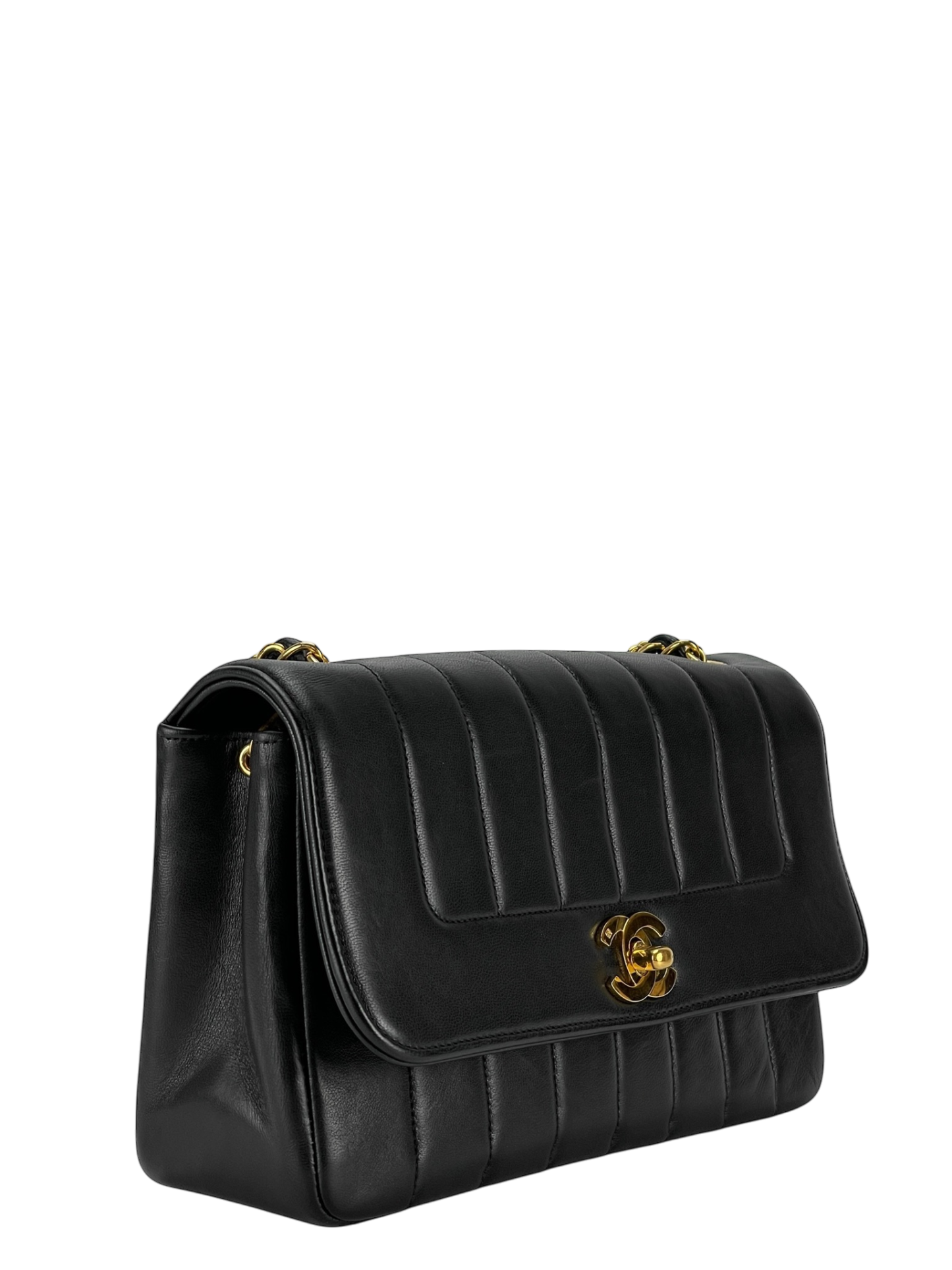 CHANEL - Black Lambskin Mademoiselle Shoulder Bag