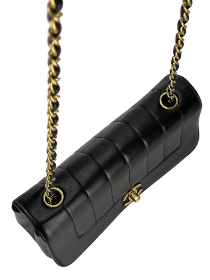 CHANEL - Black Lambskin Mademoiselle Shoulder Bag 