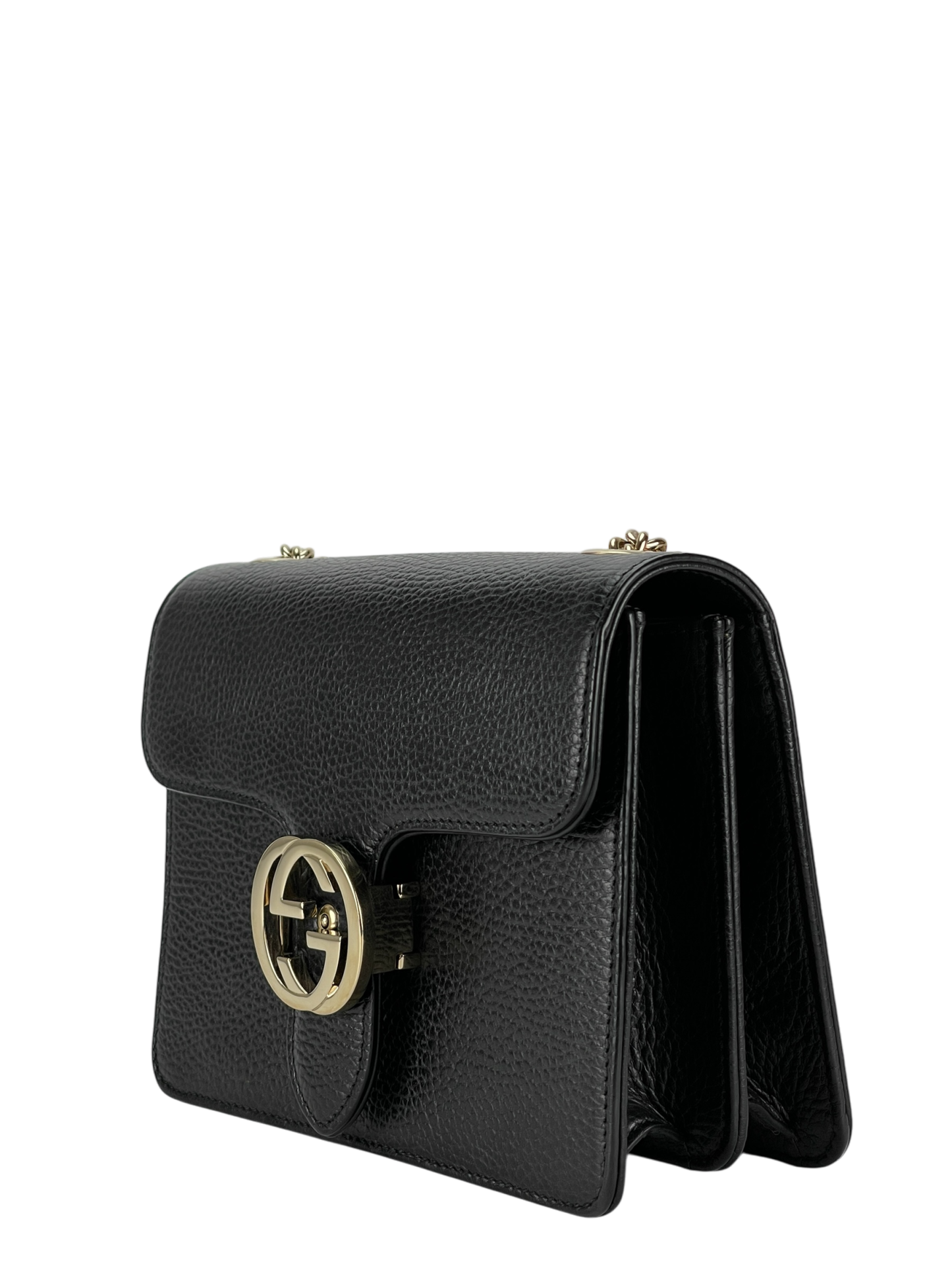 GUCCI - Black Interlocking G Chain Shoulder Bag