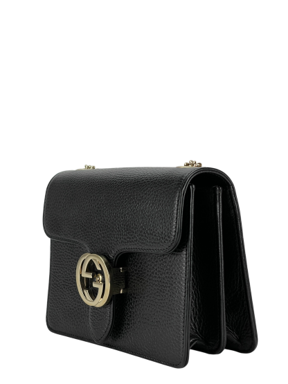 GUCCI - Black Interlocking G Chain Shoulder Bag