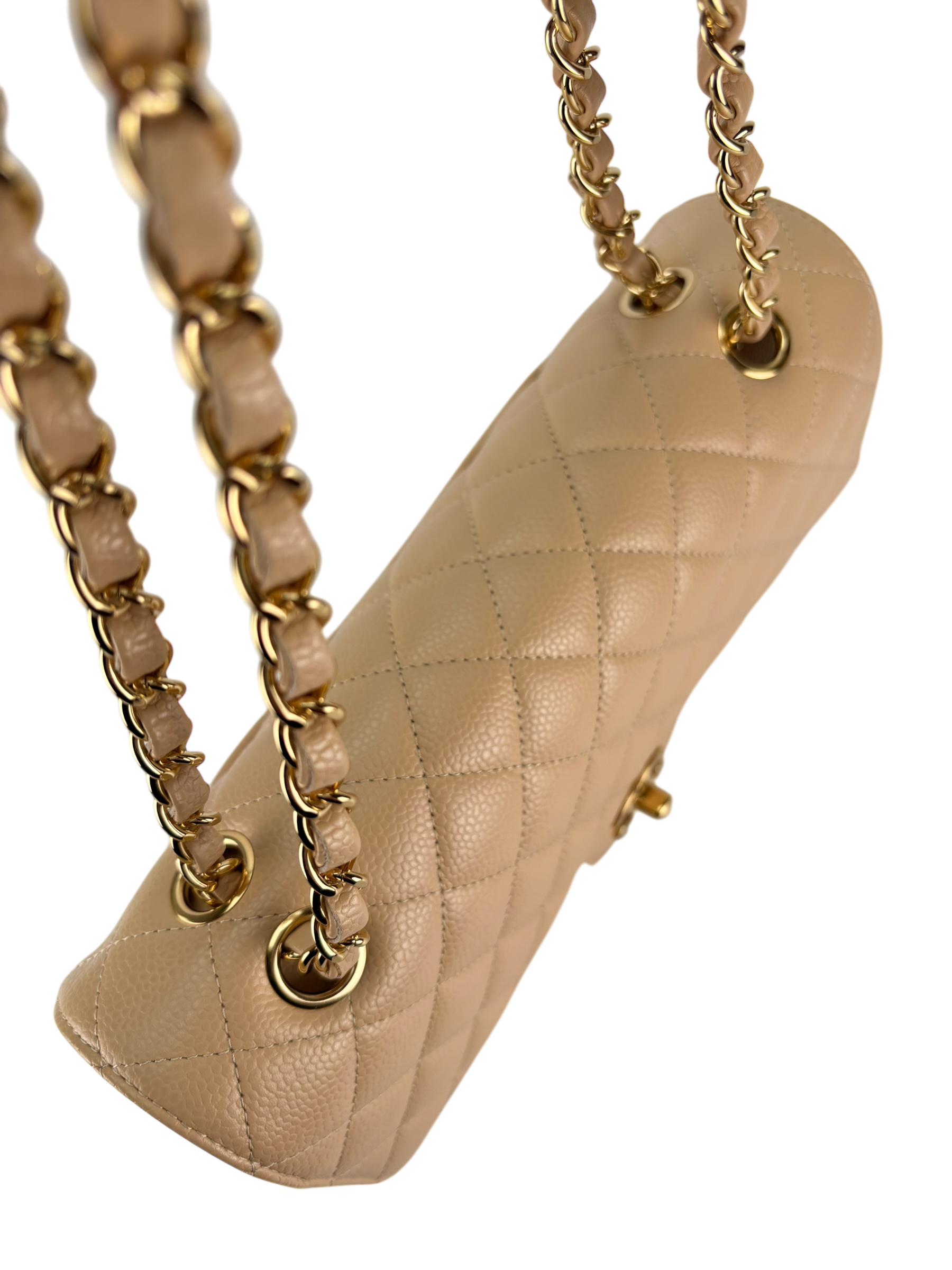 CHANEL - Medium Classic Double Flap Bag Gold Cavair Gold Hardware (CF25)