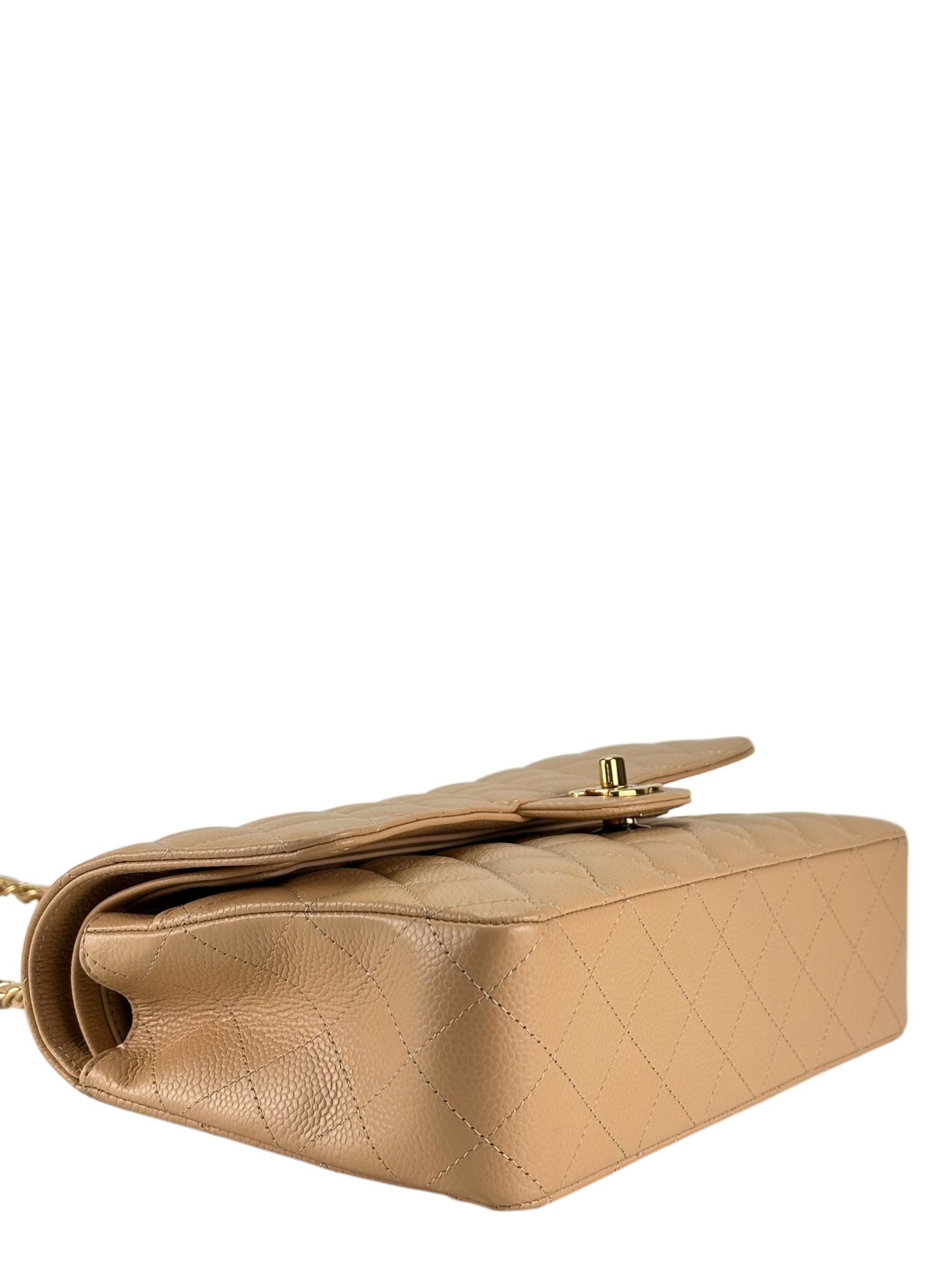 CHANEL - Medium Classic Double Flap Bag Gold Cavair Gold Hardware (CF25)