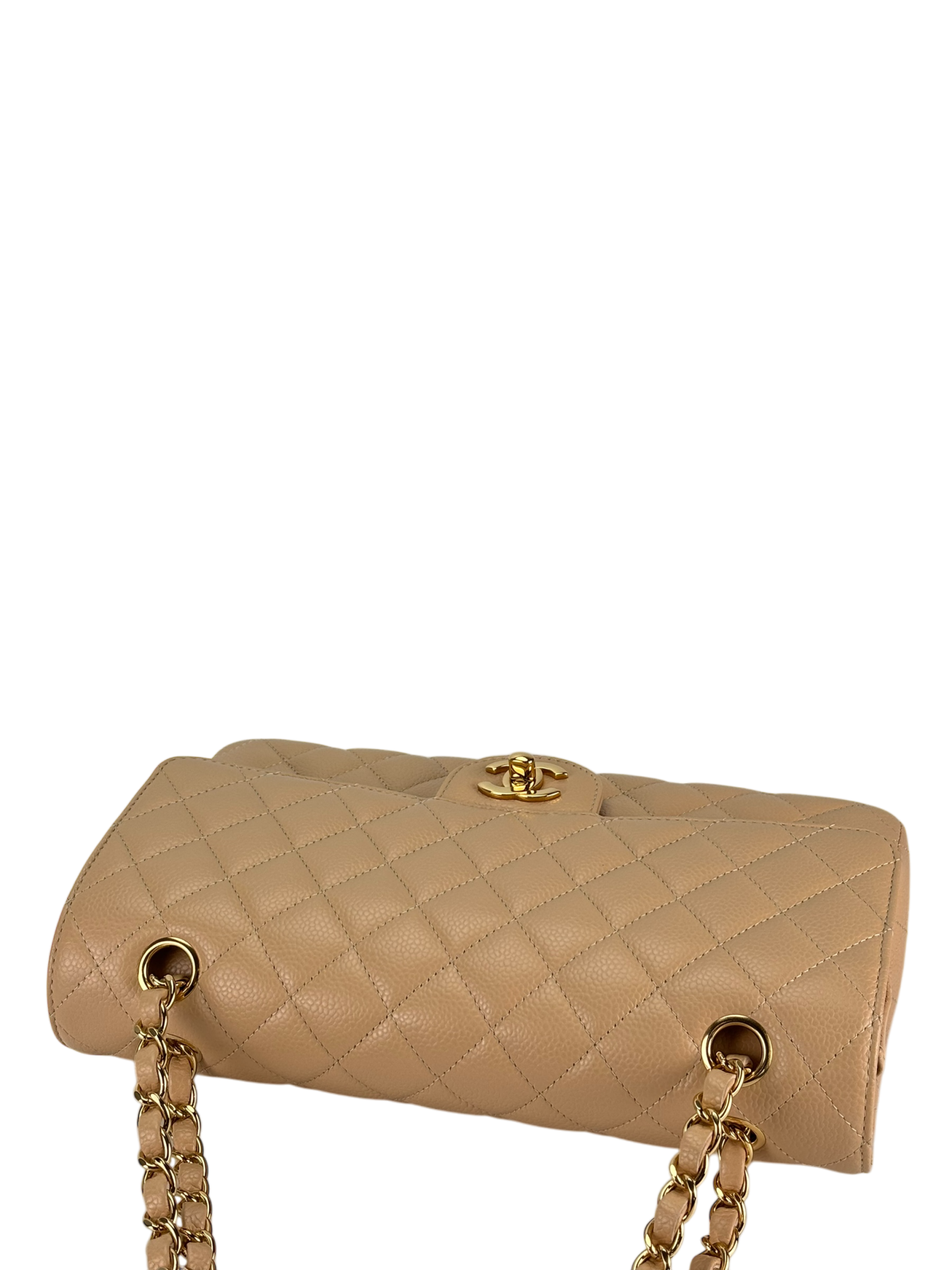CHANEL - Medium Classic Double Flap Bag Gold Cavair Gold Hardware (CF25)