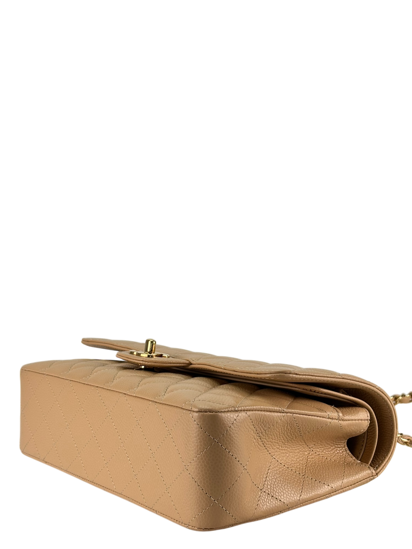 CHANEL - Medium Classic Double Flap Bag Gold Cavair Gold Hardware (CF25)