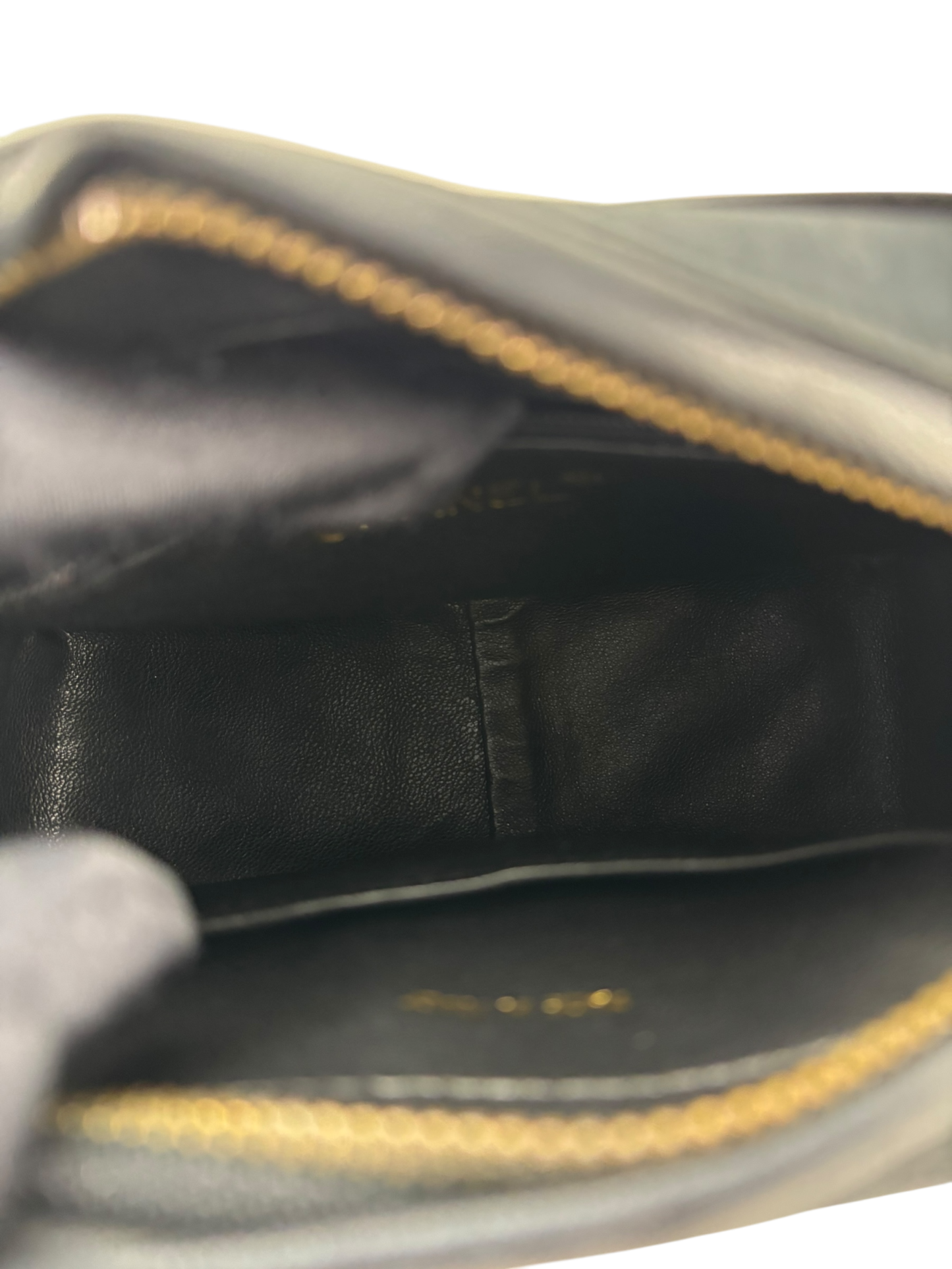 CHANEL - Satin V-stitch Lambskin Chain Shoulder Bag Gold hardware